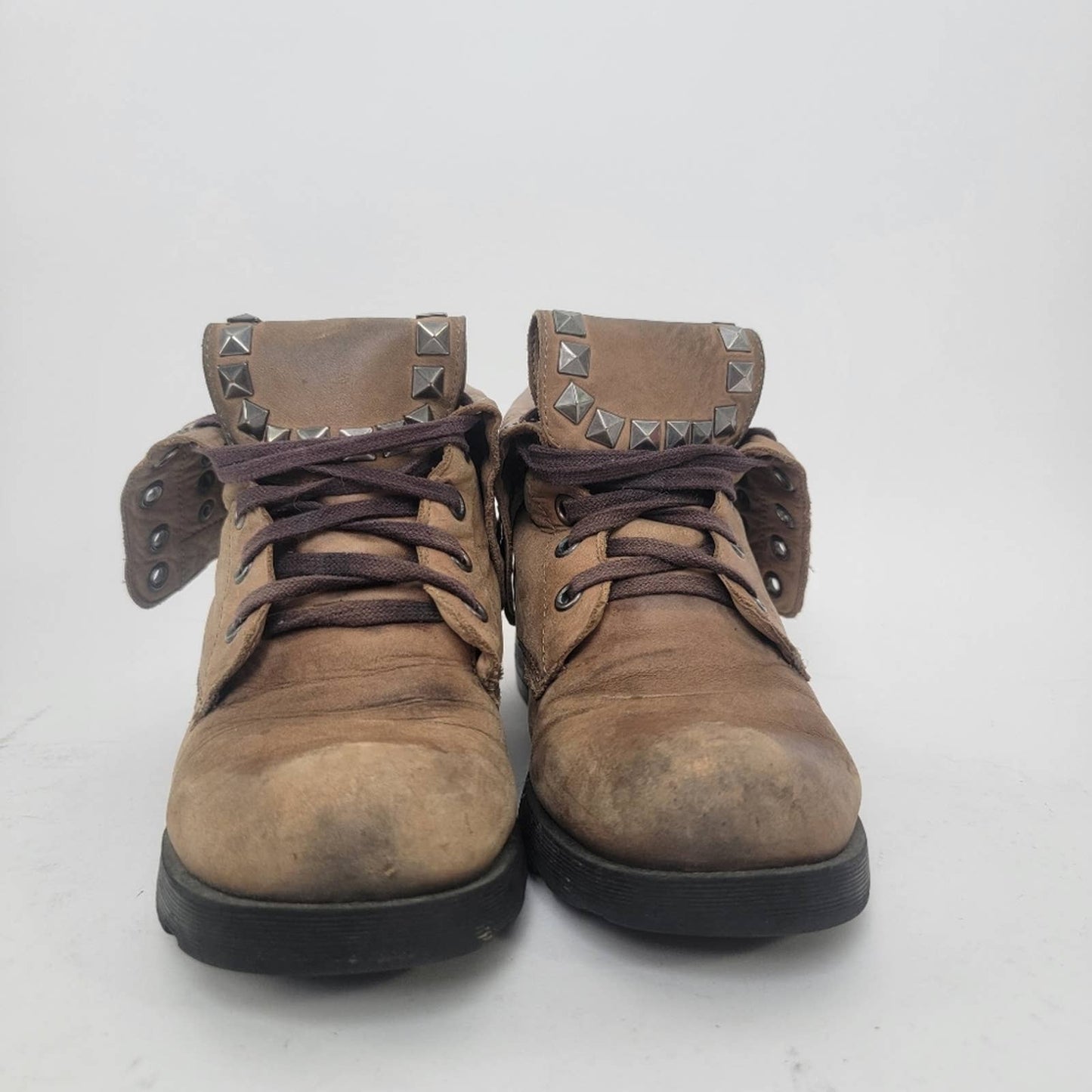 Studded Chunky Rivet Moto Boots - 6.5