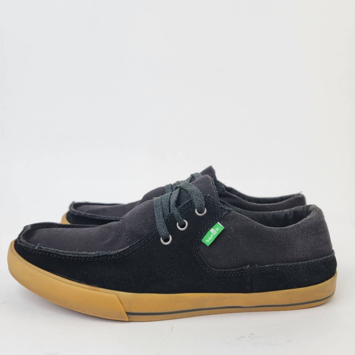 Sanuk The Sea Man NuNami Black Gum Lace Up Sneaker Loafers - 9