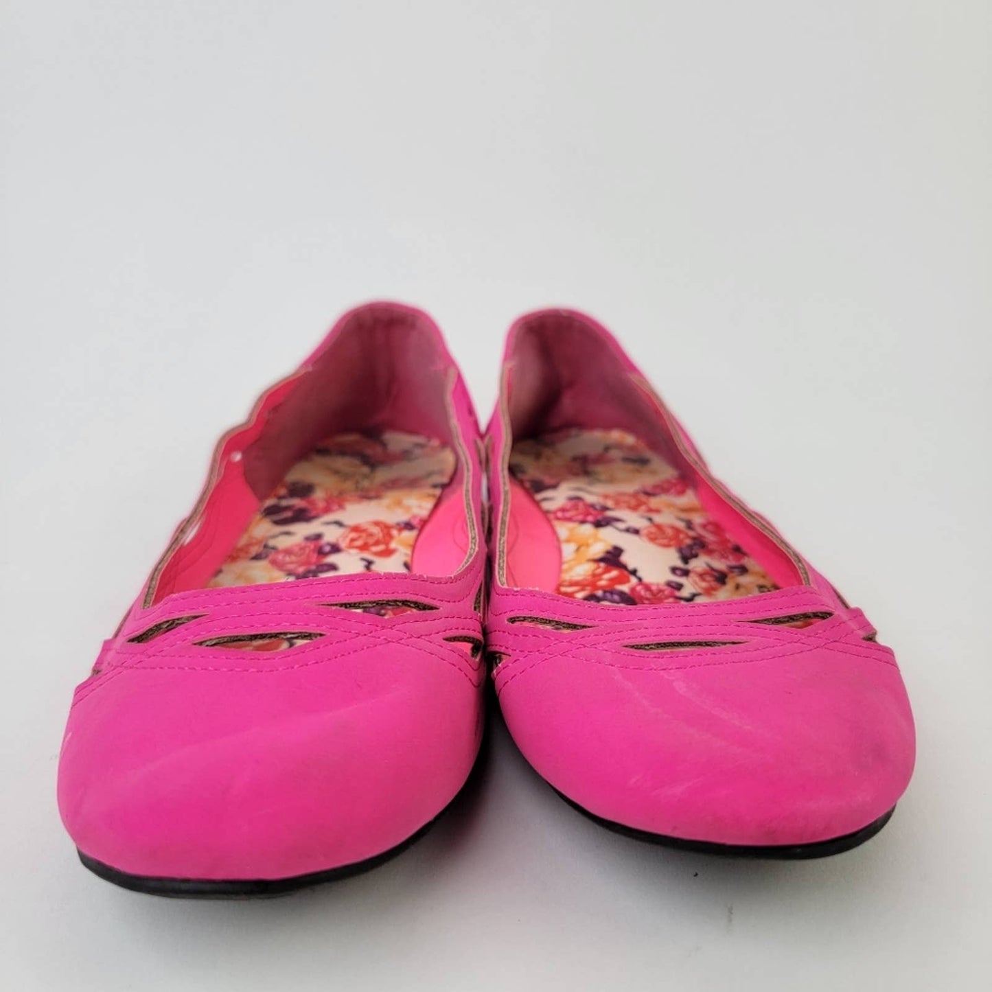 Hot Neon Pink Laser Cute Ballet Flats - 7