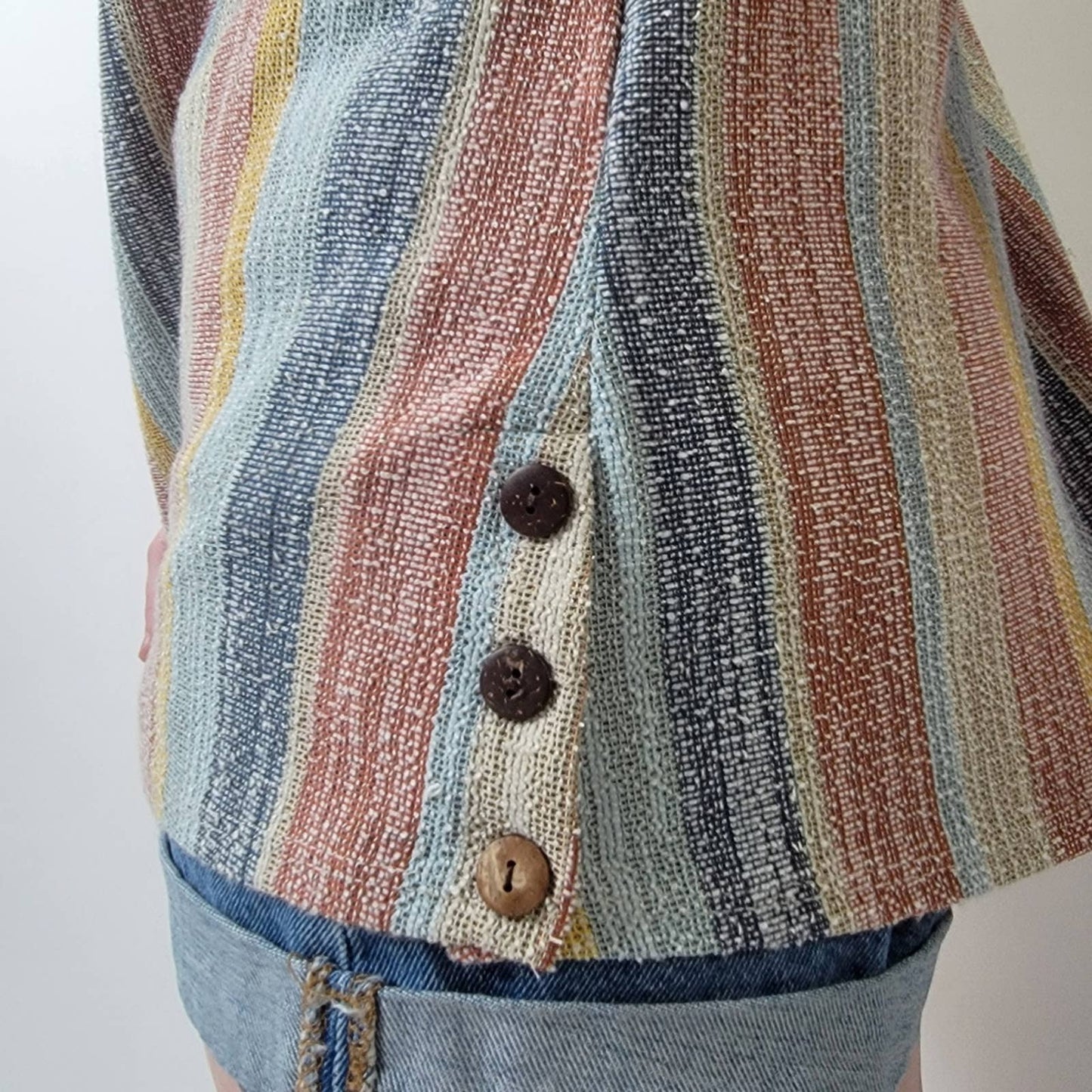 Anthropologie W5 Linen Rainbow Striped Halter Tank - L