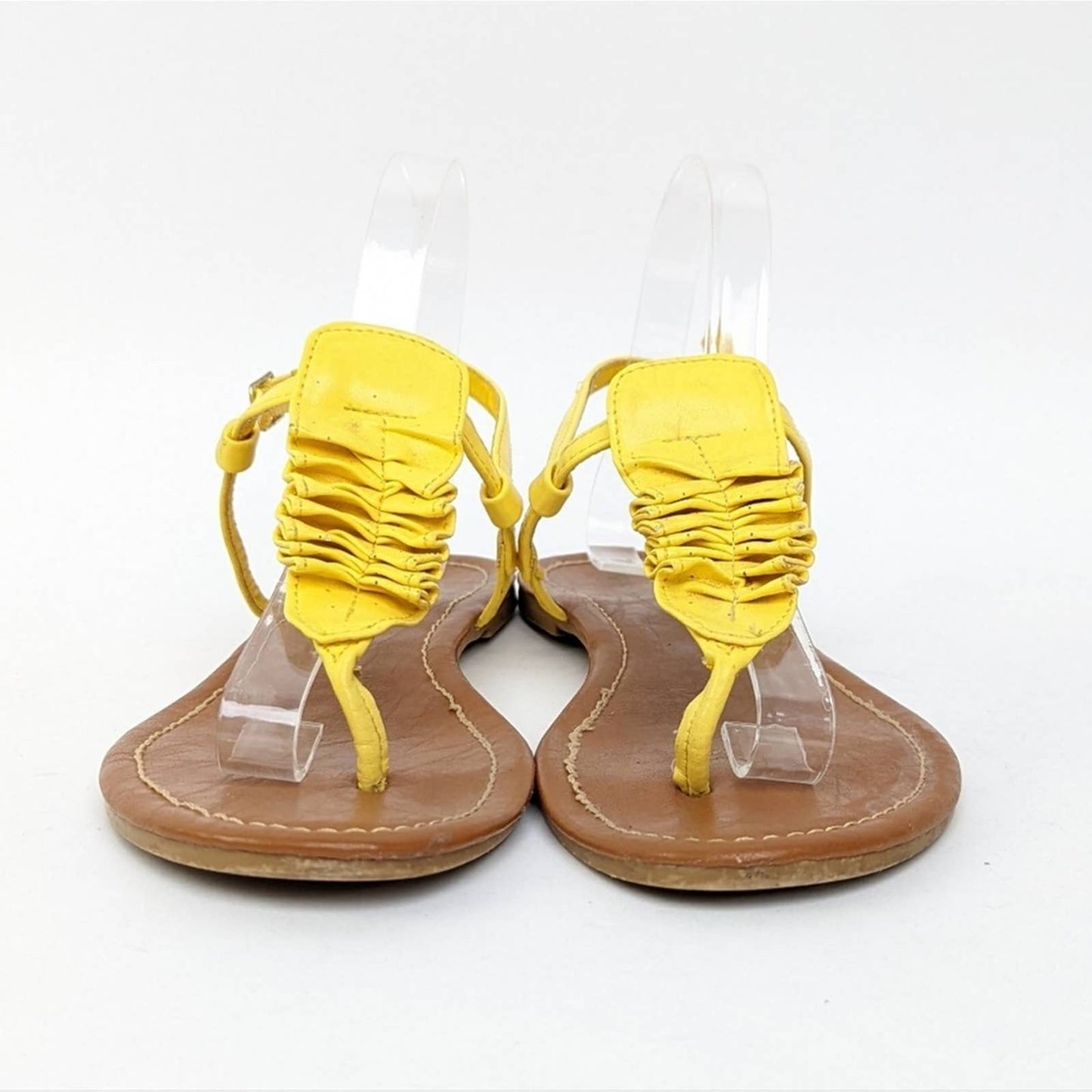 Rasolli Yellow Ruffled Strappy Thong Sandals - 8