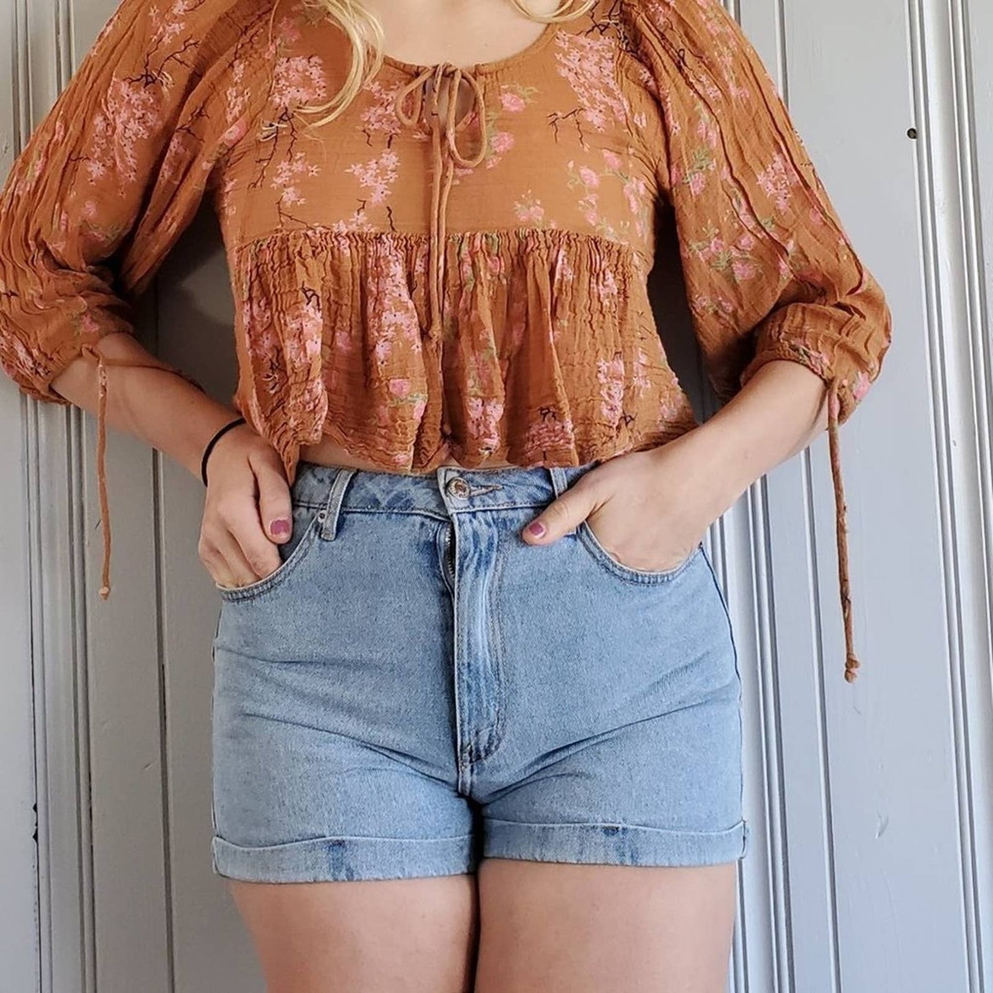 Forever 21 Light Wash Blue Denim High Waist Shorts - 29
