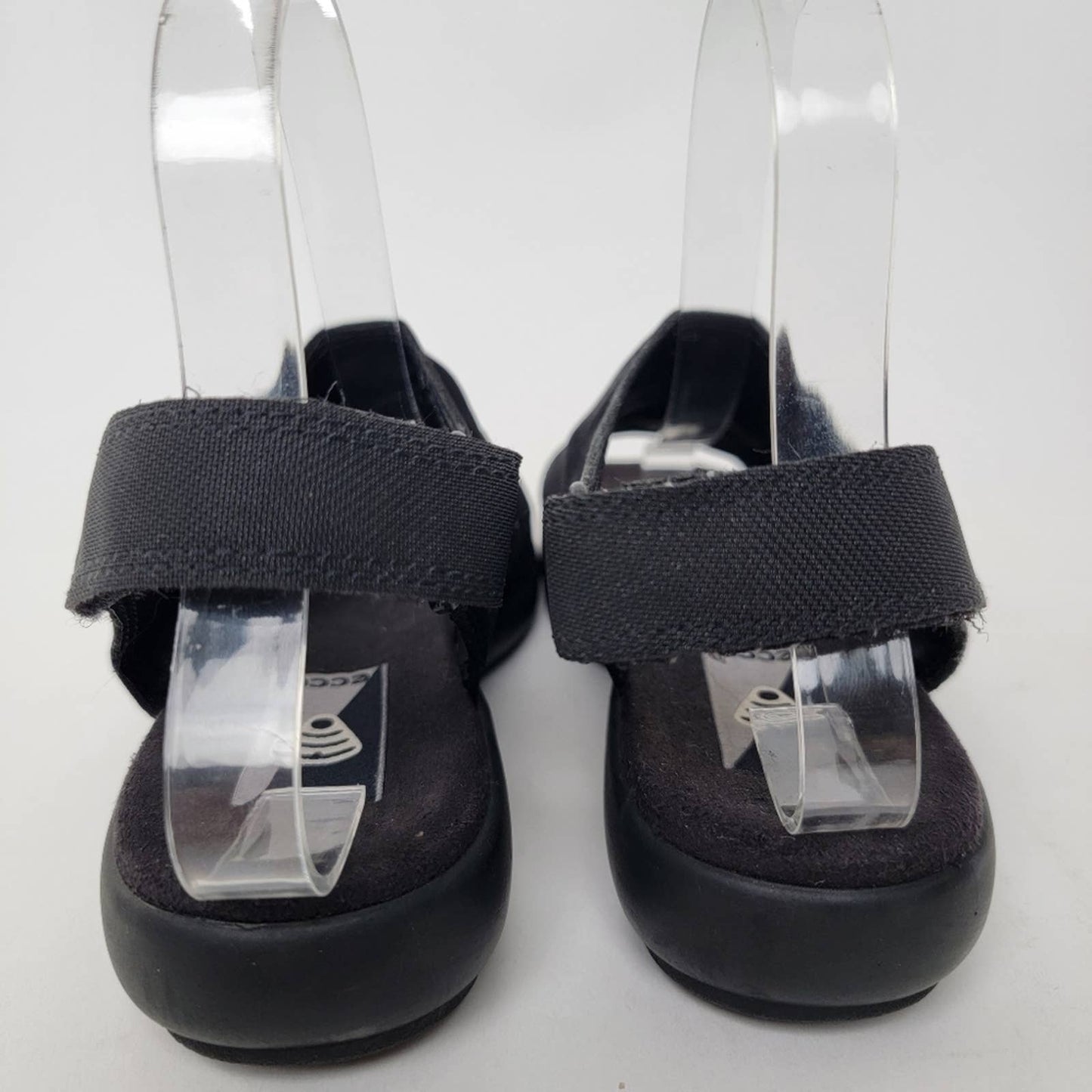Ecco Black Suede Peep Toe Sandals - 6