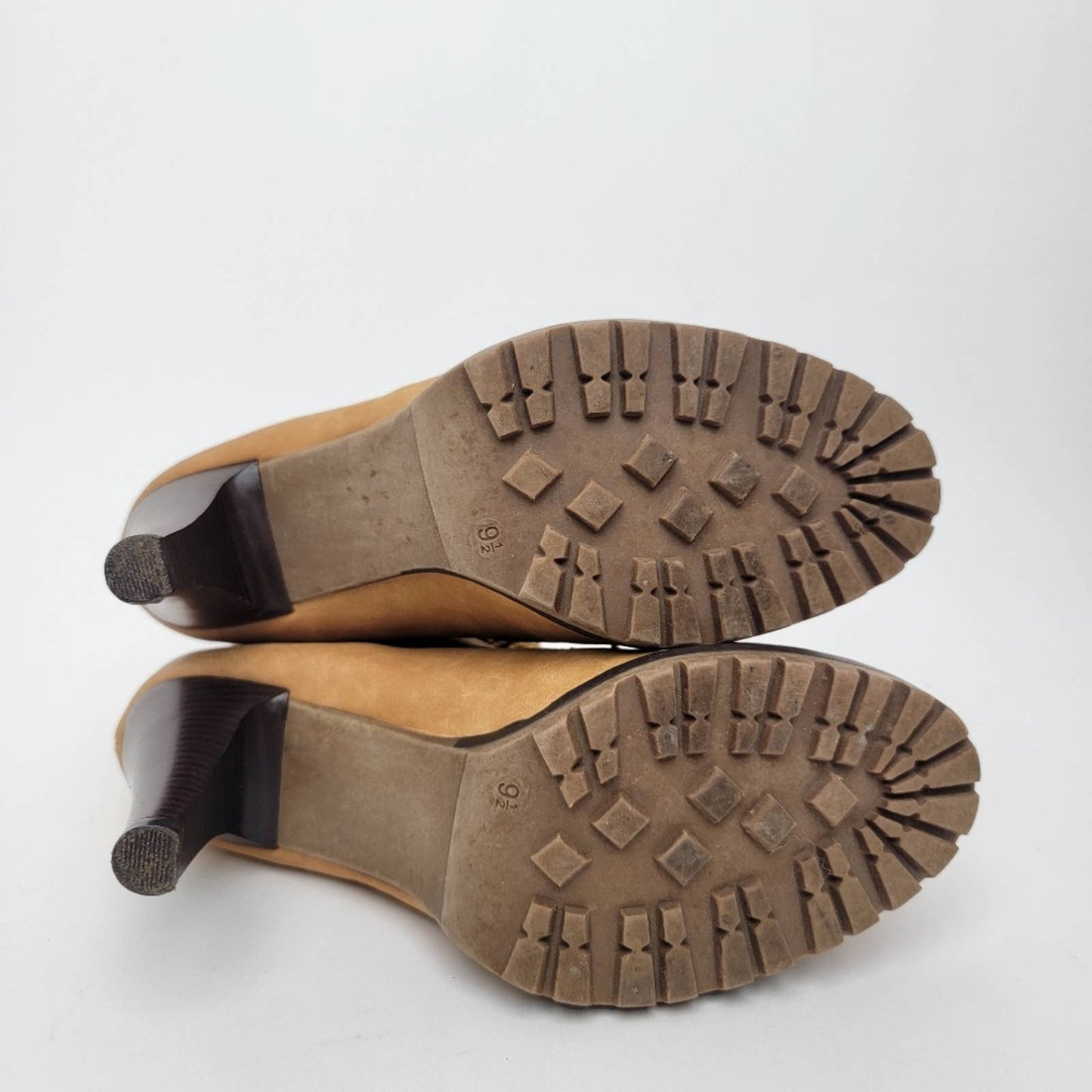 Nubuck Leather Lace-Up Stiletto Heel Chukka Booties - 9.5