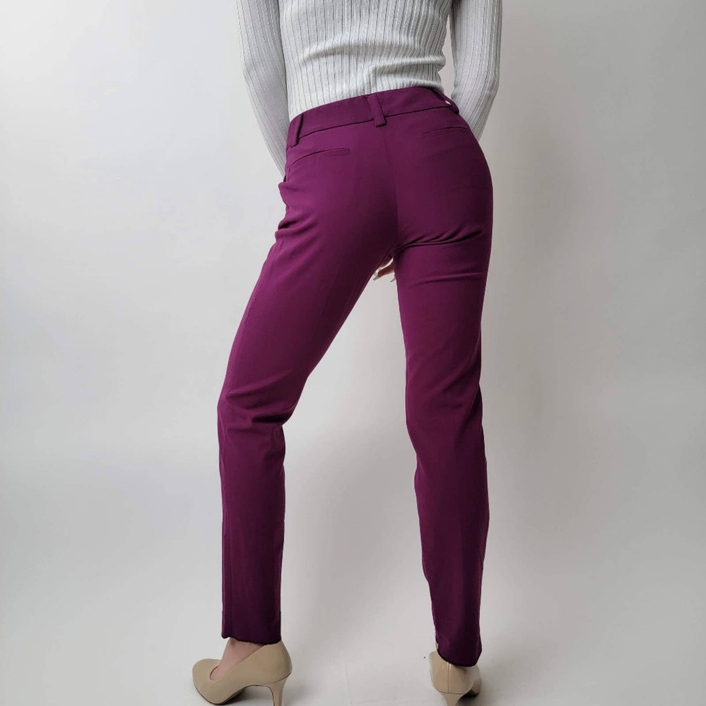 Alice + Olivia Burgundy Straight Slim Pants - 2