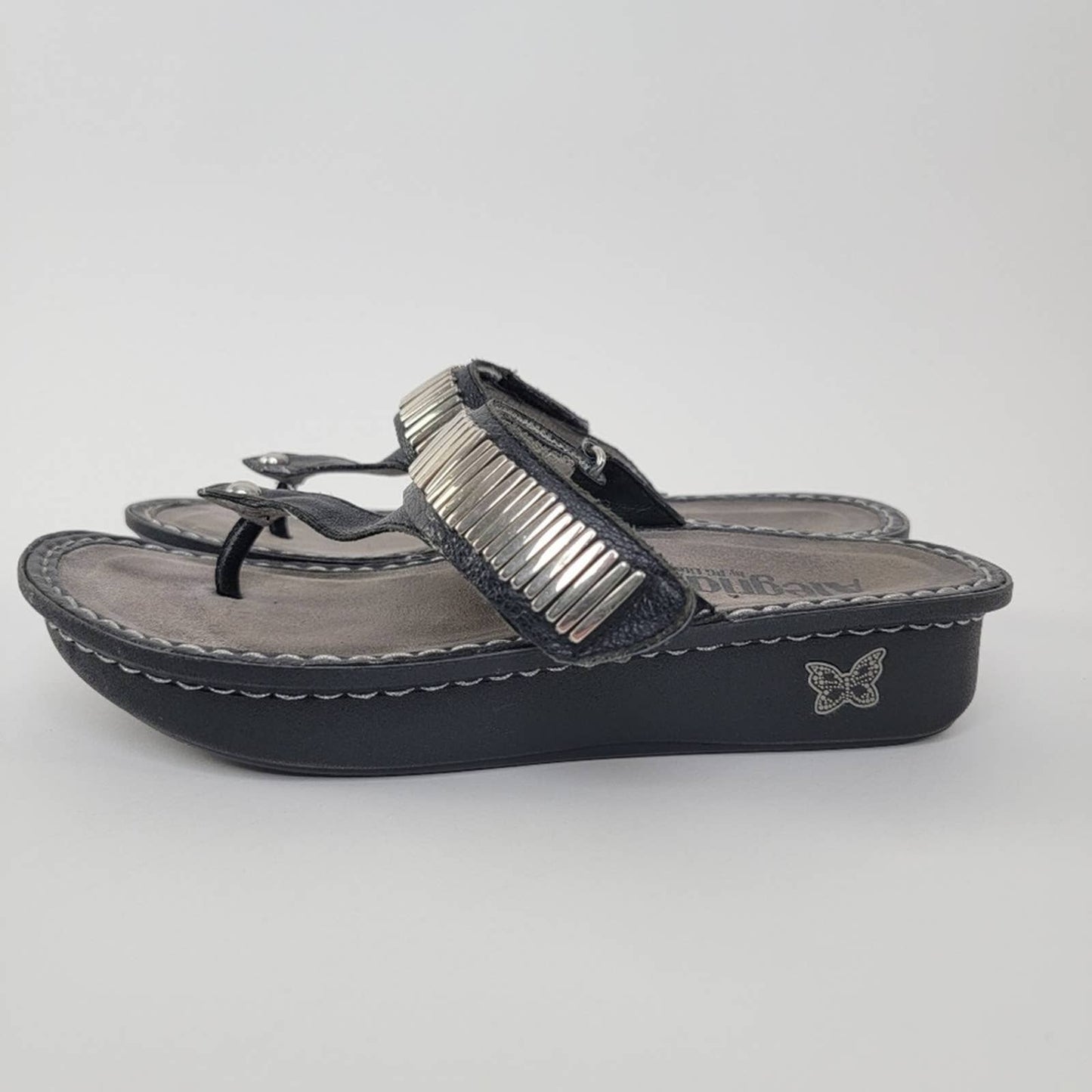 Alegria by PG Lite Carina Black Slip On Thong Platform Sandals - 9