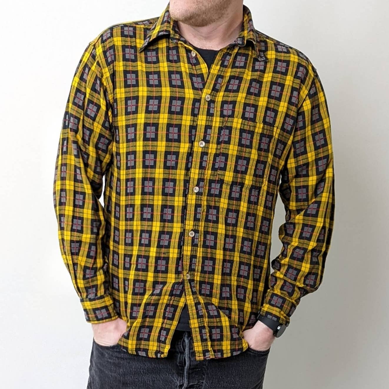 Big Rock Canyon Plaid Flannel Button Down Shirt- L
