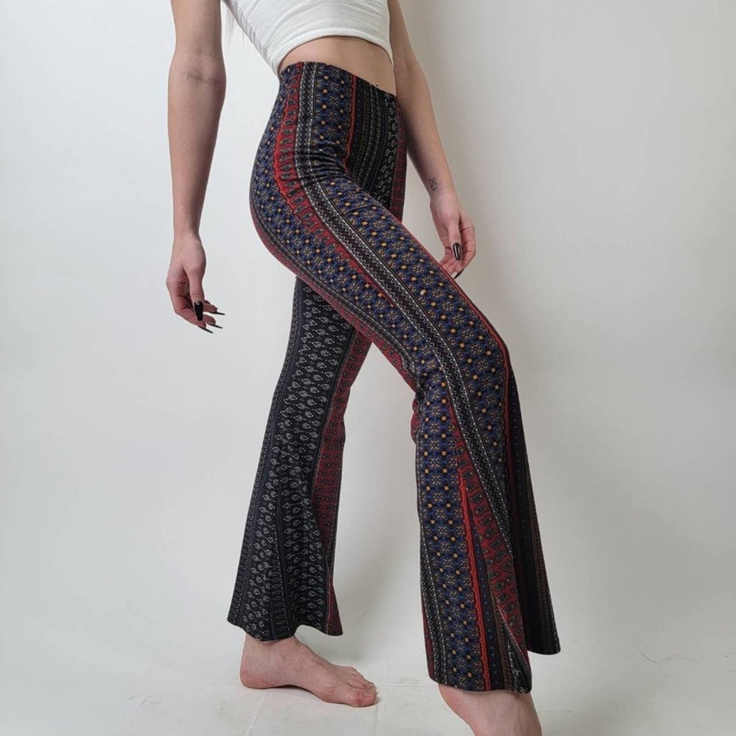 LA Gypsy Flared Boho High Rise Leggings - S