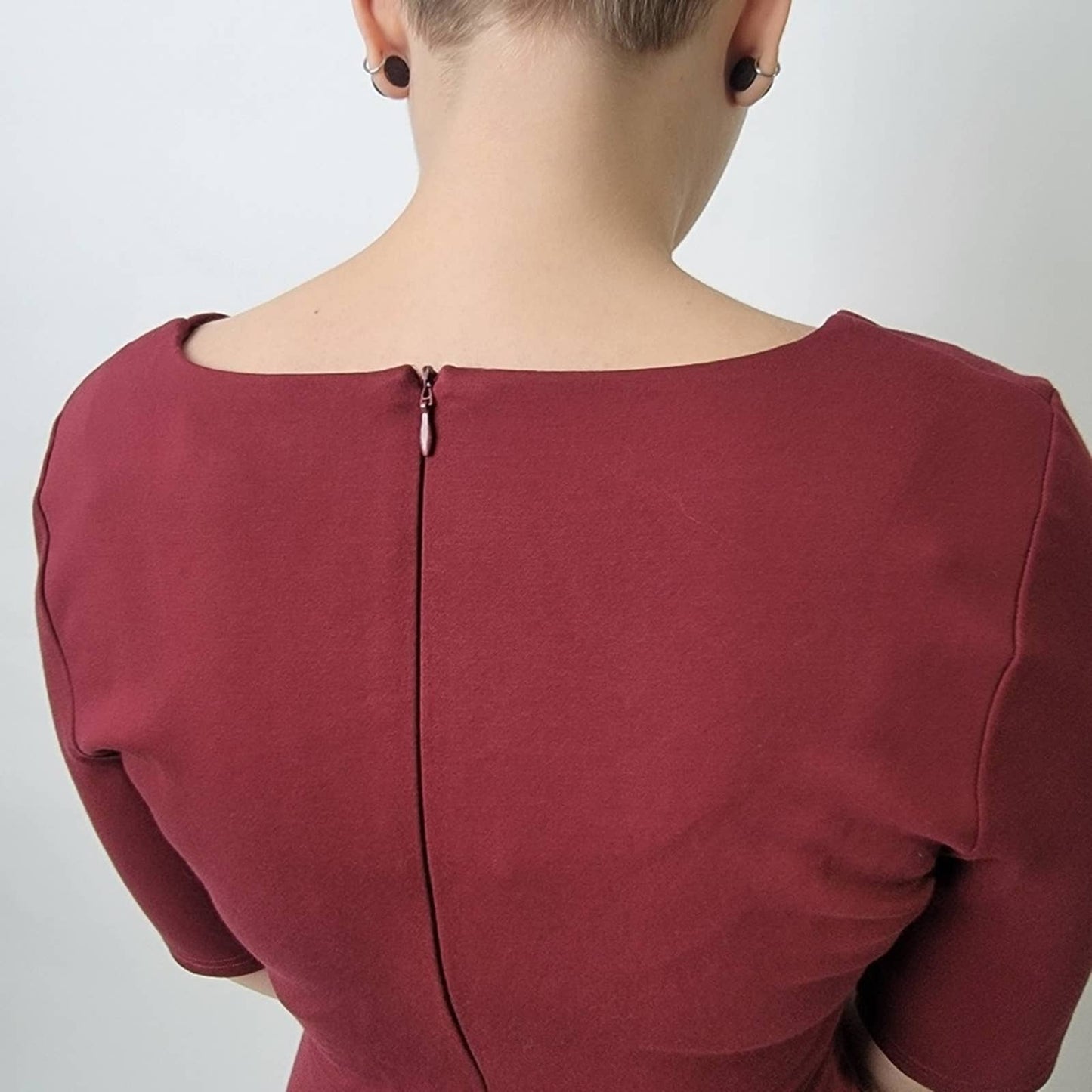 Black Swan Ocean Burgundy Sleeved Skater Dress - S