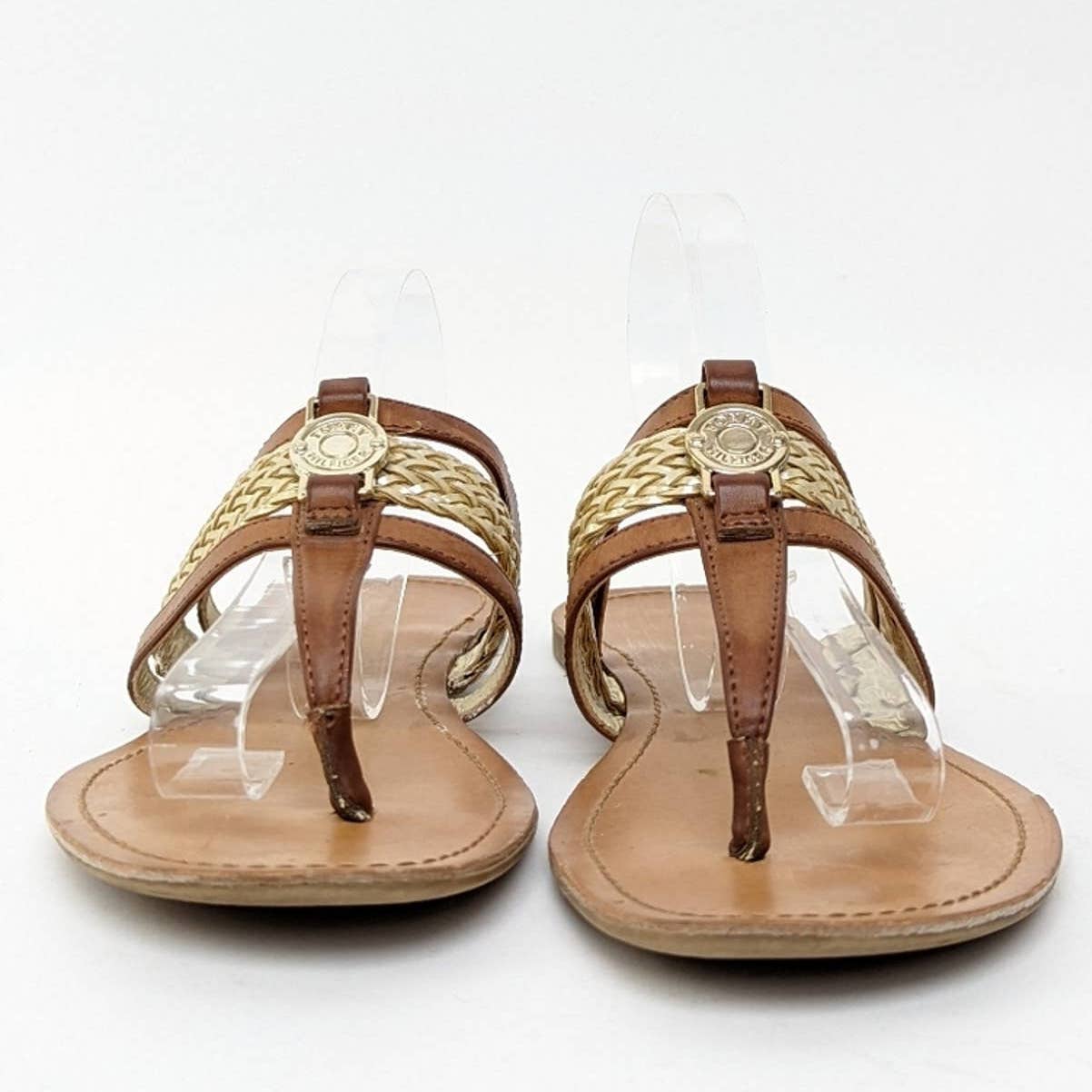 Tommy Hilfiger Gold And Brown Thong Sandals - 7.5