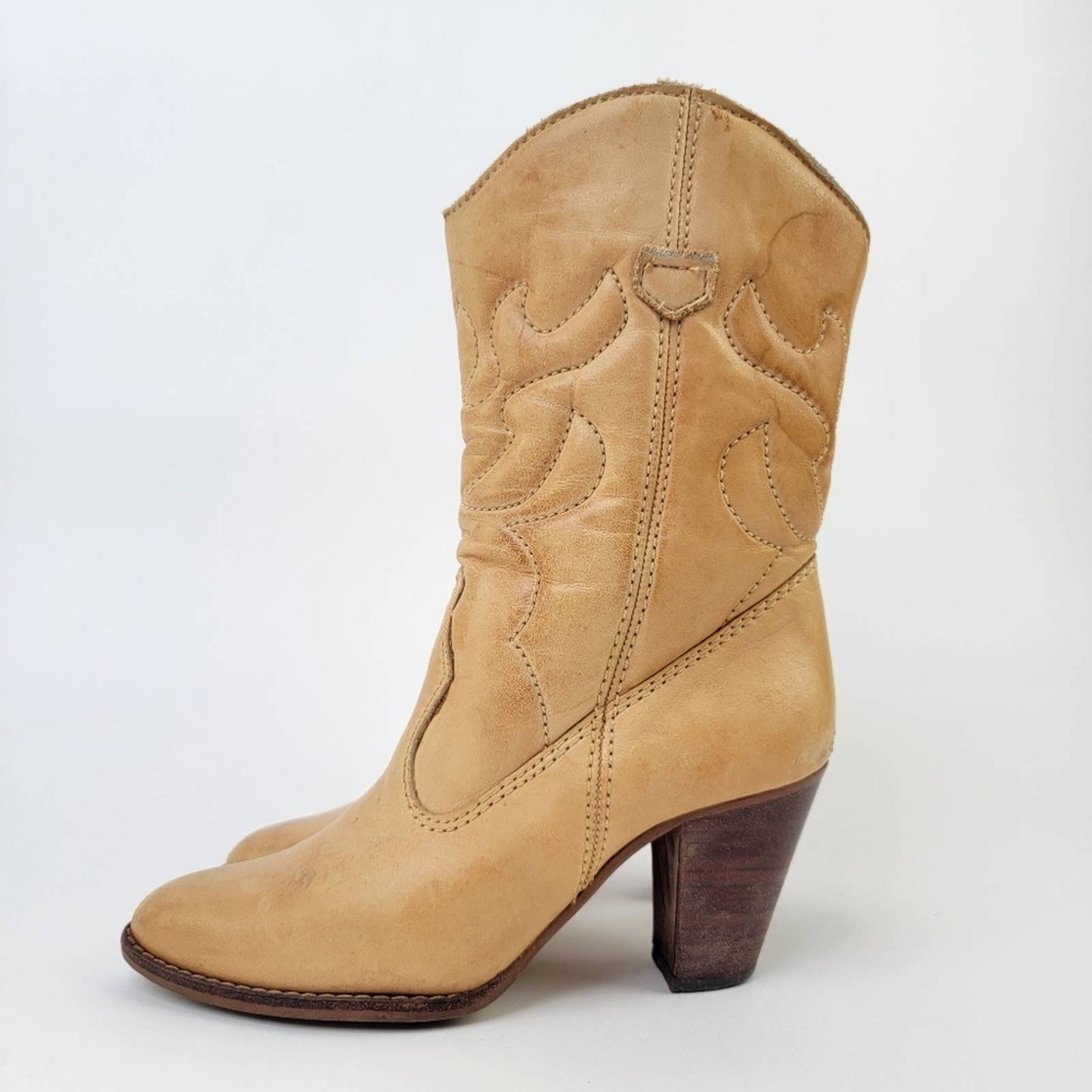 Vintage 70s Leather Western Cowboy Boots - 7