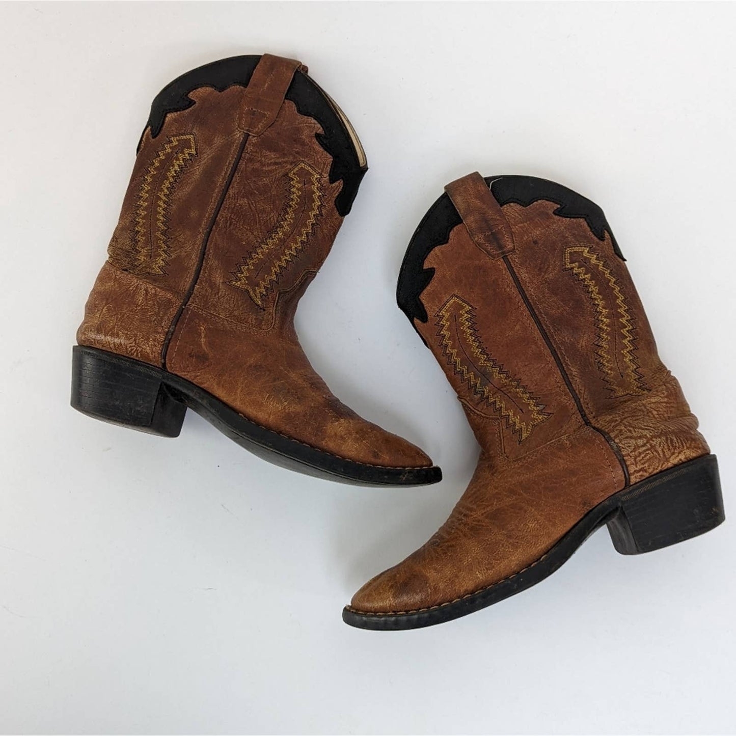 Old West Corona Leather Point Toe Cowboy Boots - 3 D