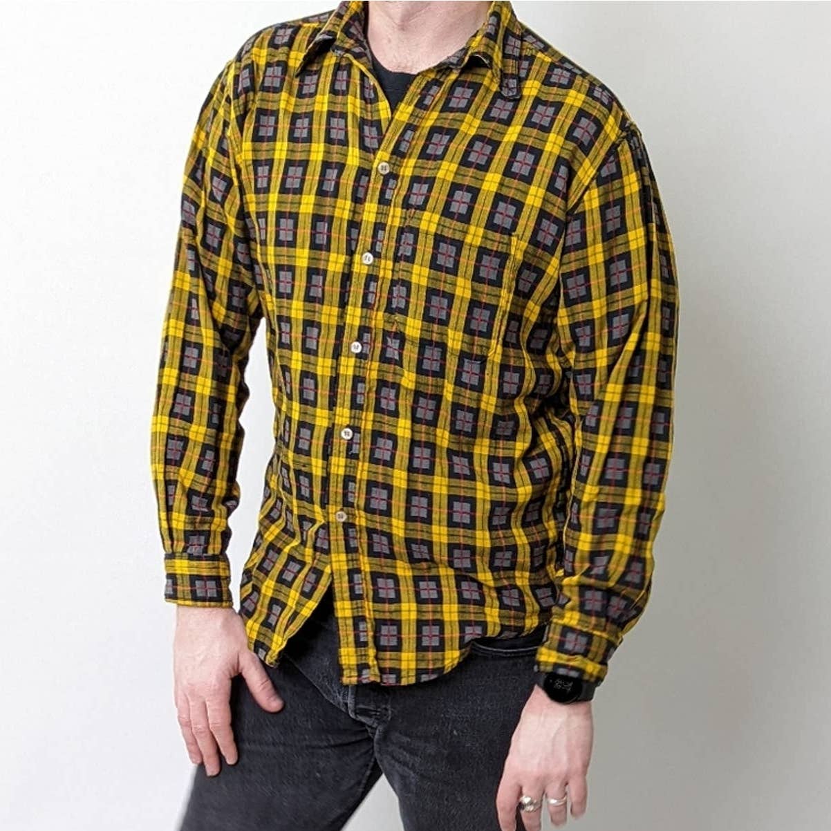 Big Rock Canyon Plaid Flannel Button Down Shirt- L