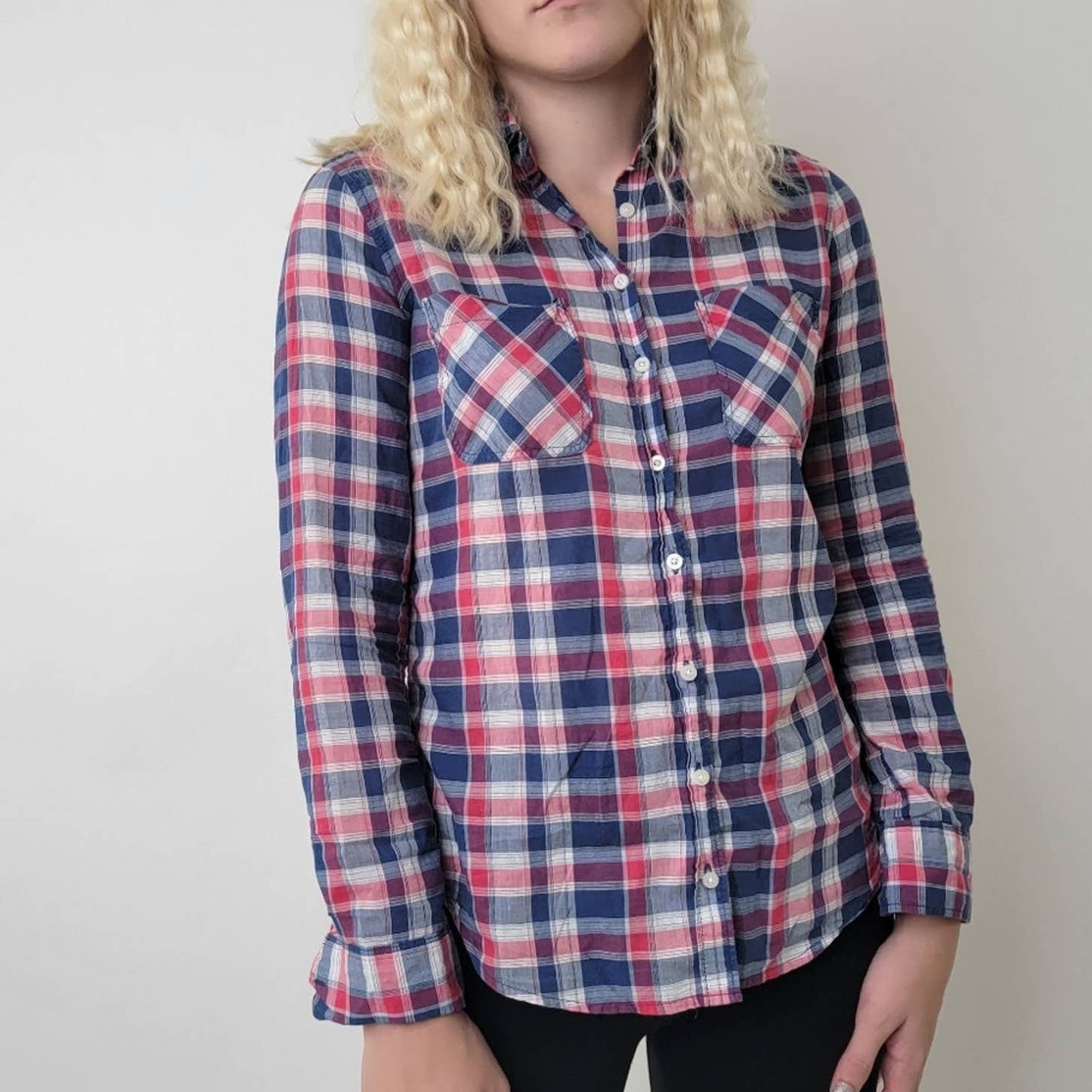 Aeropostale Lace Western Plaid Button Down Shirt - S
