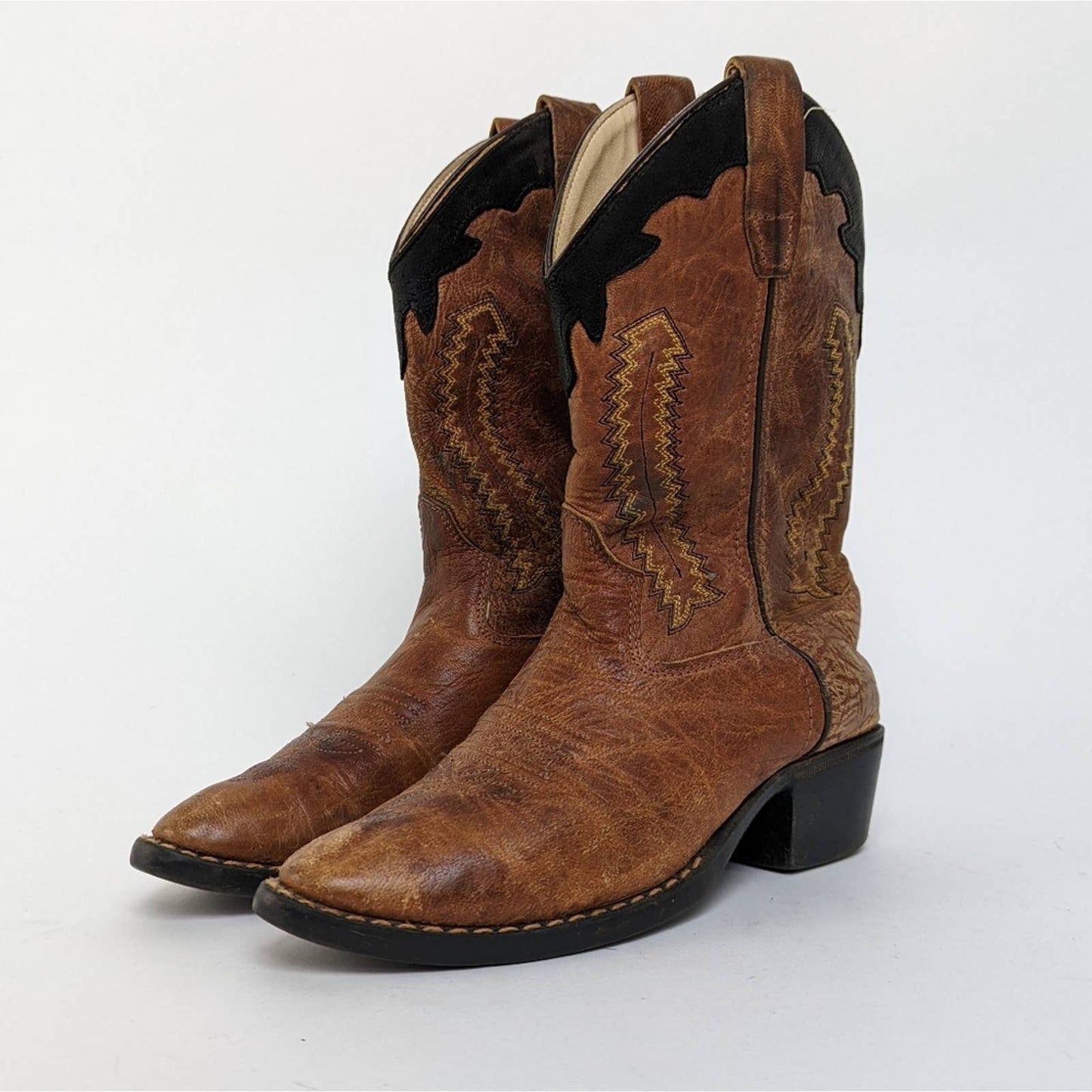 Old West Corona Leather Point Toe Cowboy Boots - 3 D