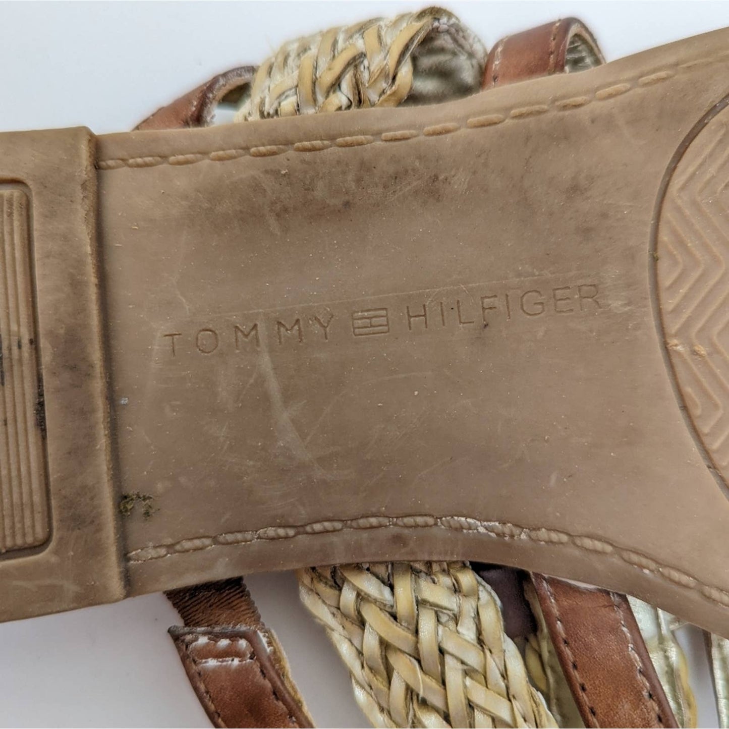 Tommy Hilfiger Gold And Brown Thong Sandals - 7.5