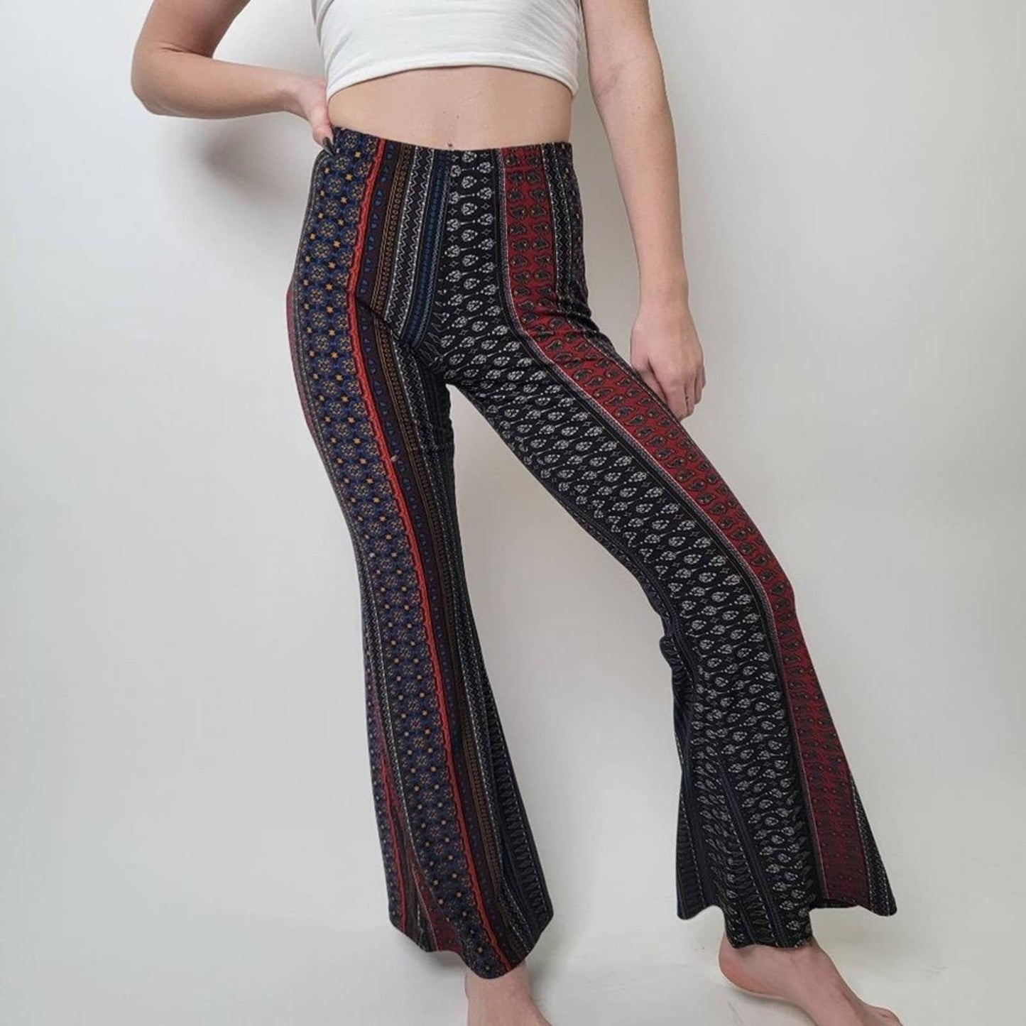 LA Gypsy Flared Boho High Rise Leggings - S