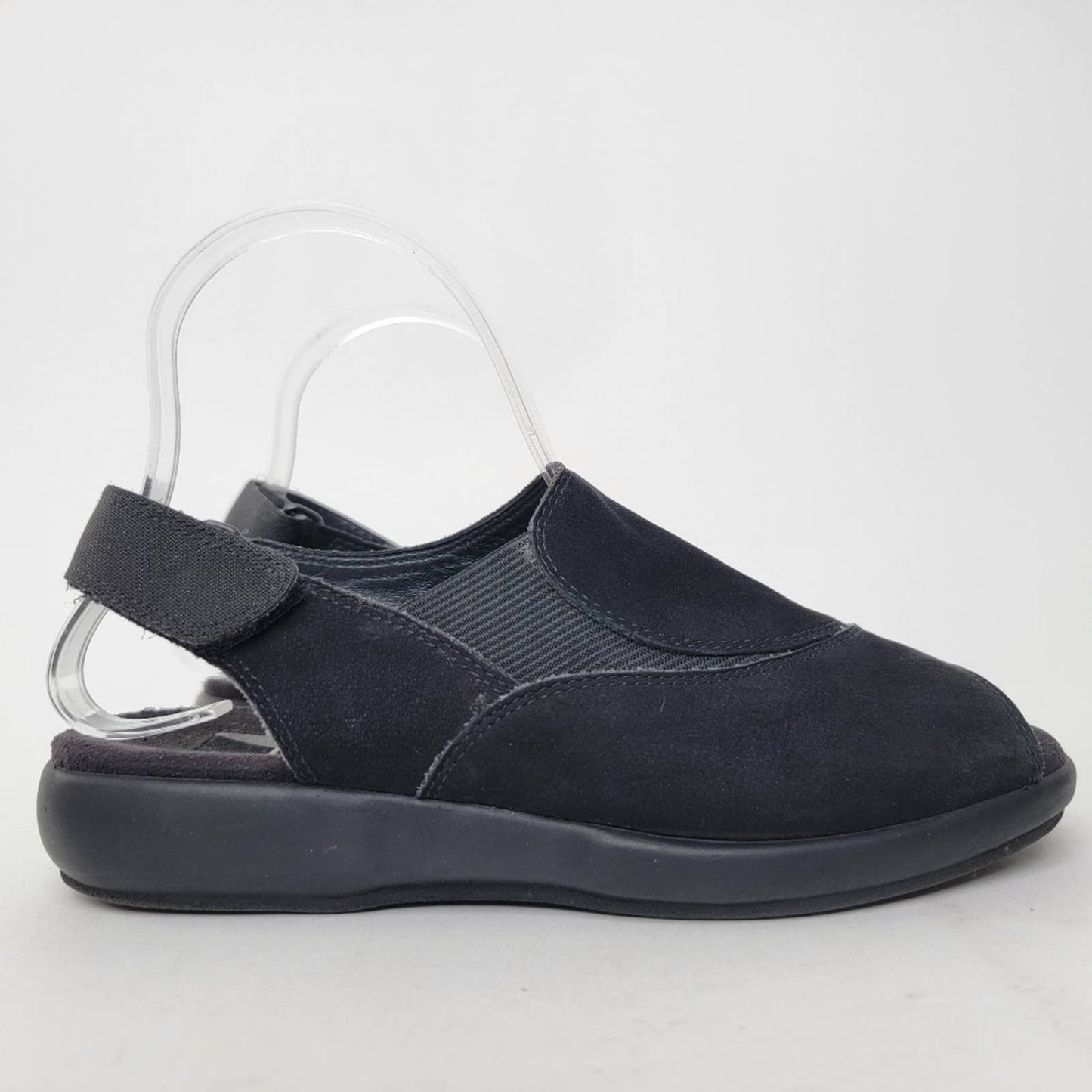 Ecco Black Suede Peep Toe Sandals - 6