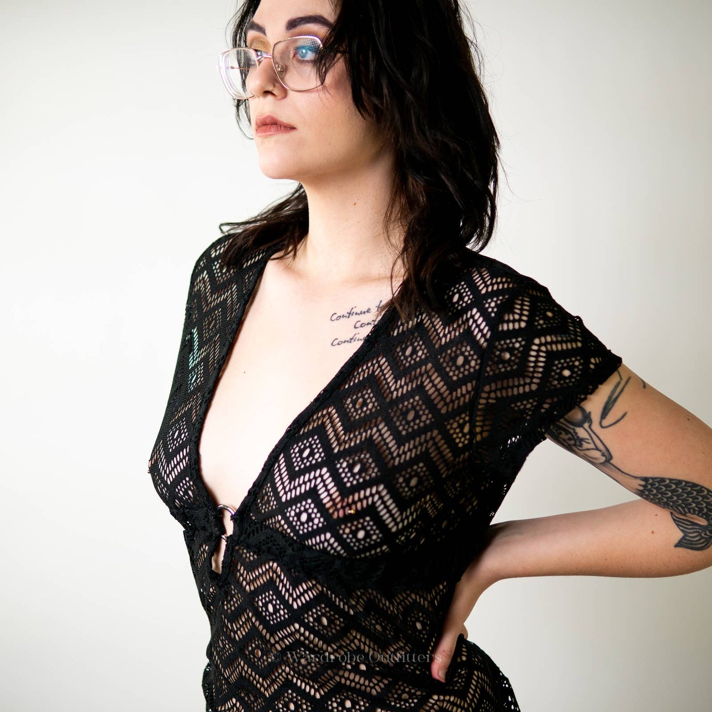 Catalina Black Mesh Lace Swimsuit Cover Up Dress