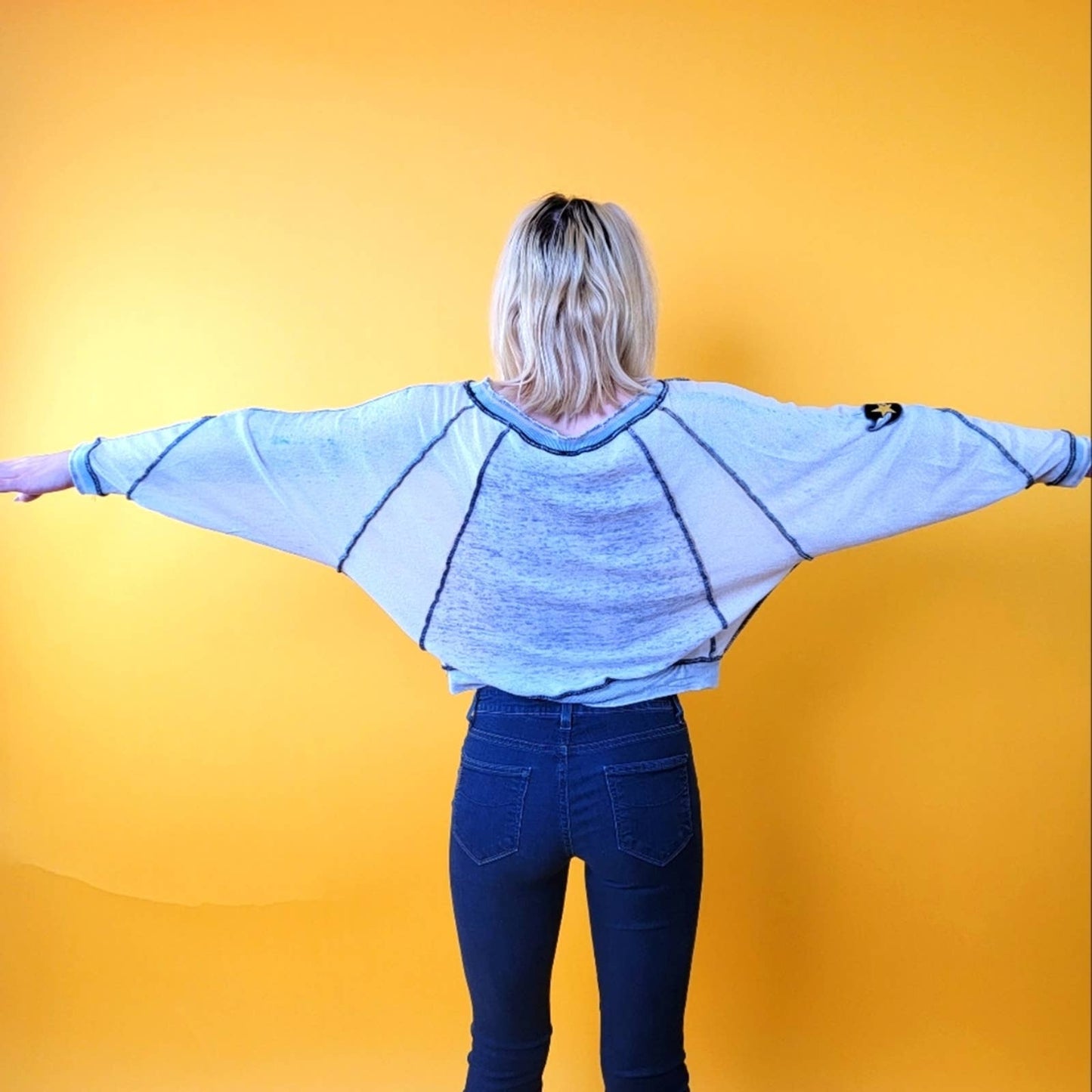 Free People Raw Hem Sheer Jersey Pullover Long Sleeve Top