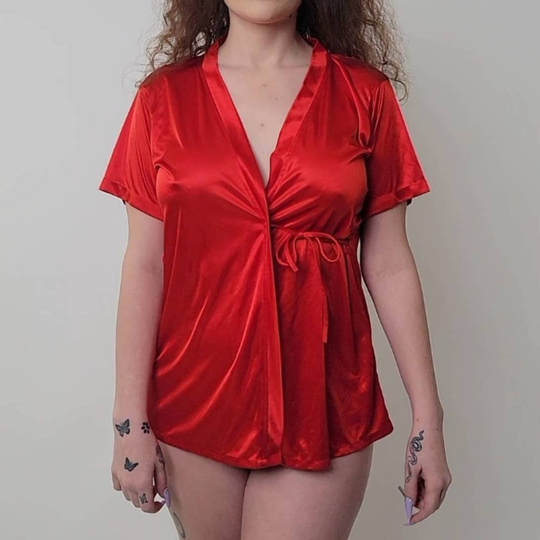 Vintage y2k Silky Babydoll Top Sleep Shirt Pajama Nightie - S