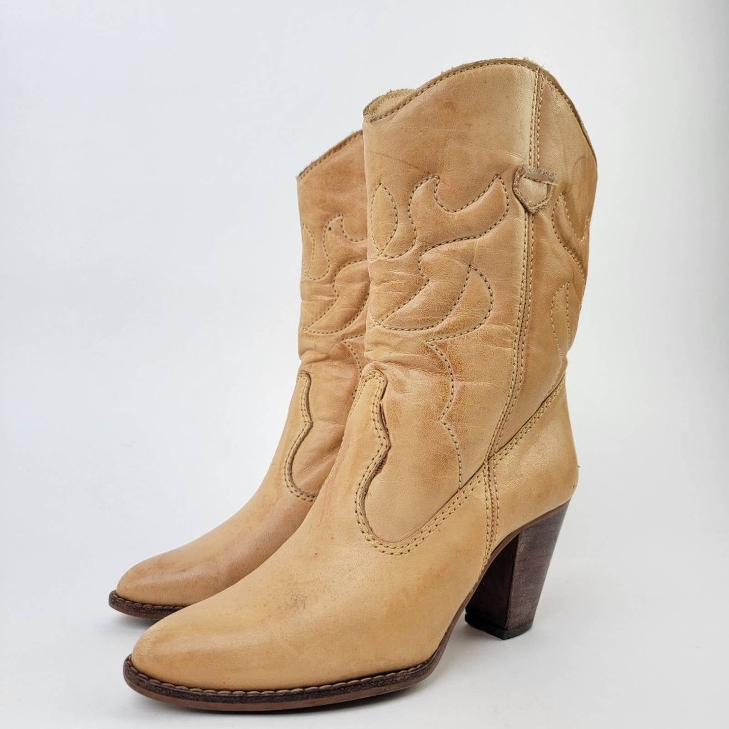 Vintage 70s Leather Western Cowboy Boots - 7