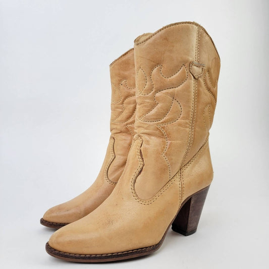 Vintage 70s Leather Western Cowboy Boots - 7