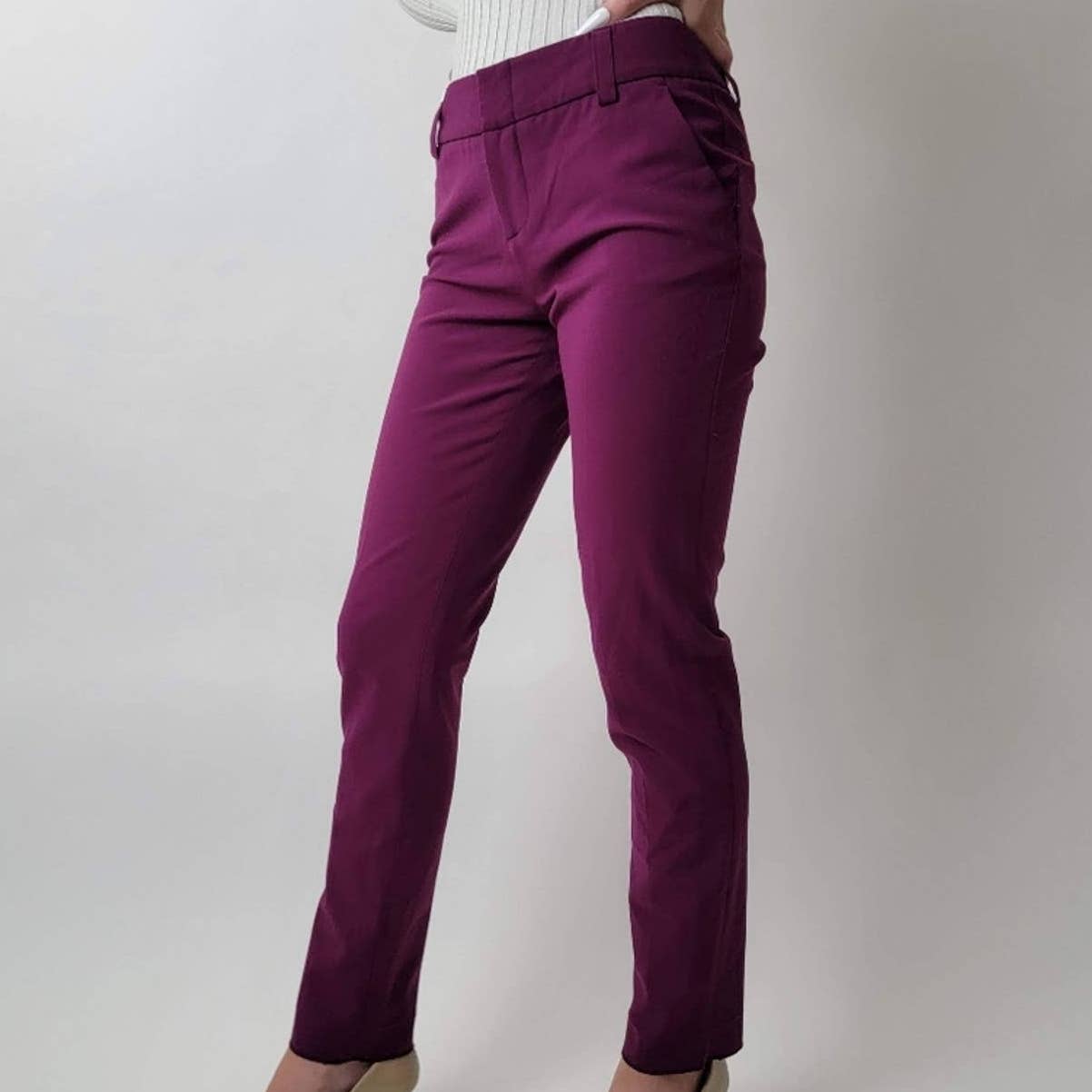 Alice + Olivia Burgundy Straight Slim Pants - 2