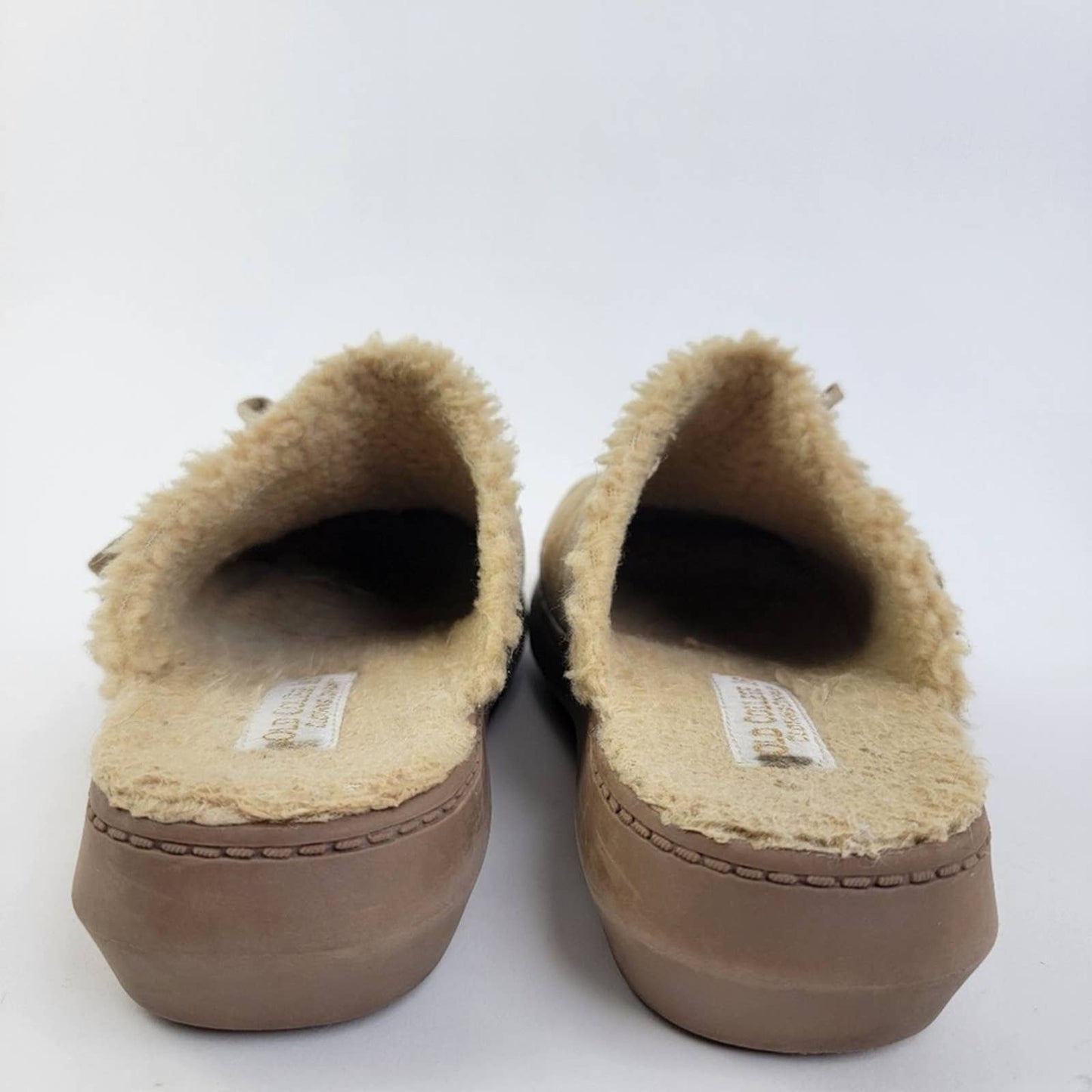 Old College Inn Vegan Suede Leather Slip On Sherpa Fur Lined Loafer Mule Slipper
