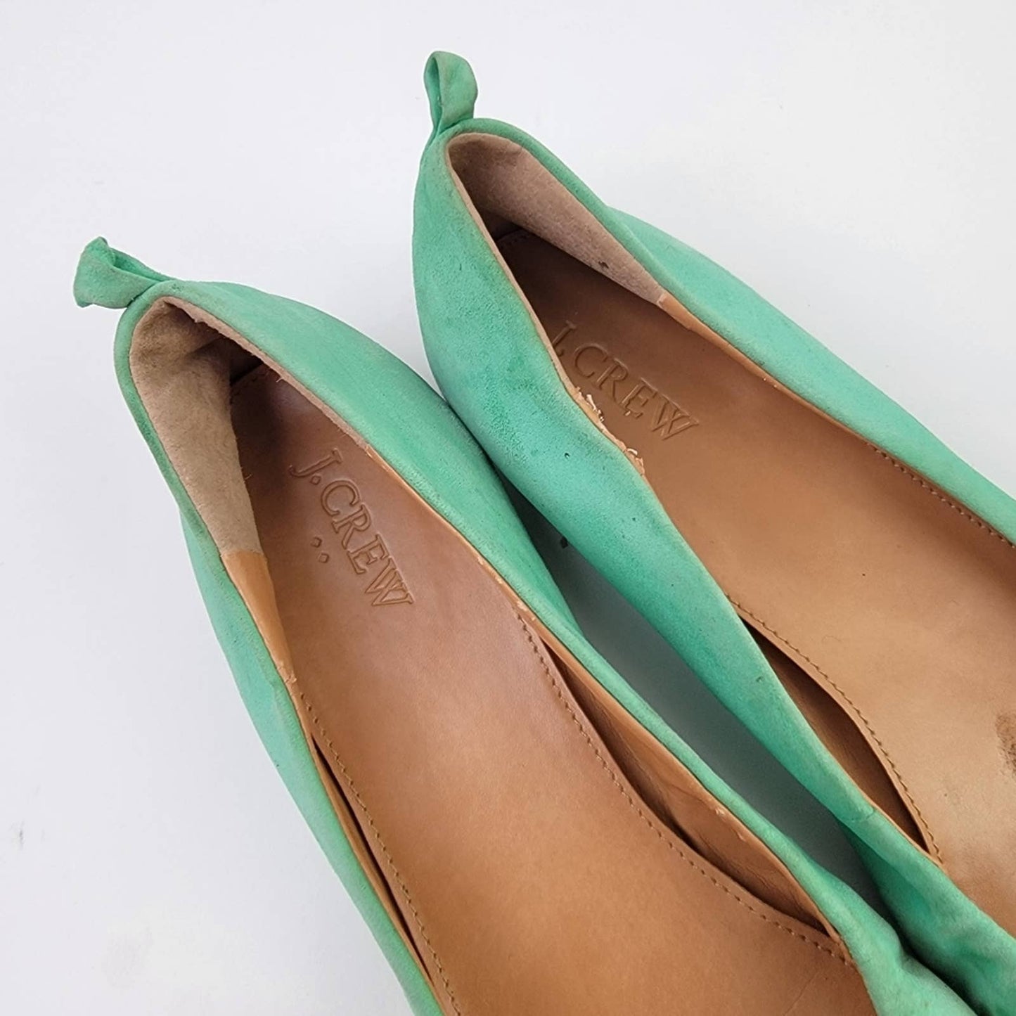 J. Crew Cece Green Suede Ballet Flats 9.5