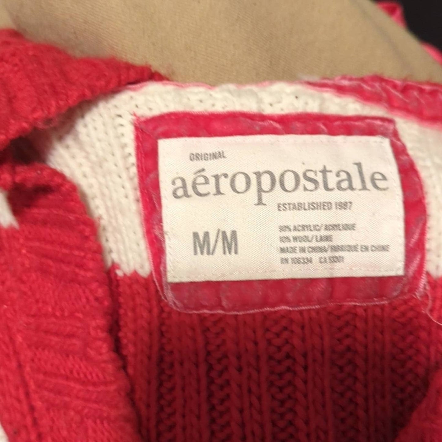 Aeropostale Y2K Hooded Striped Cable Knit Sweater - M