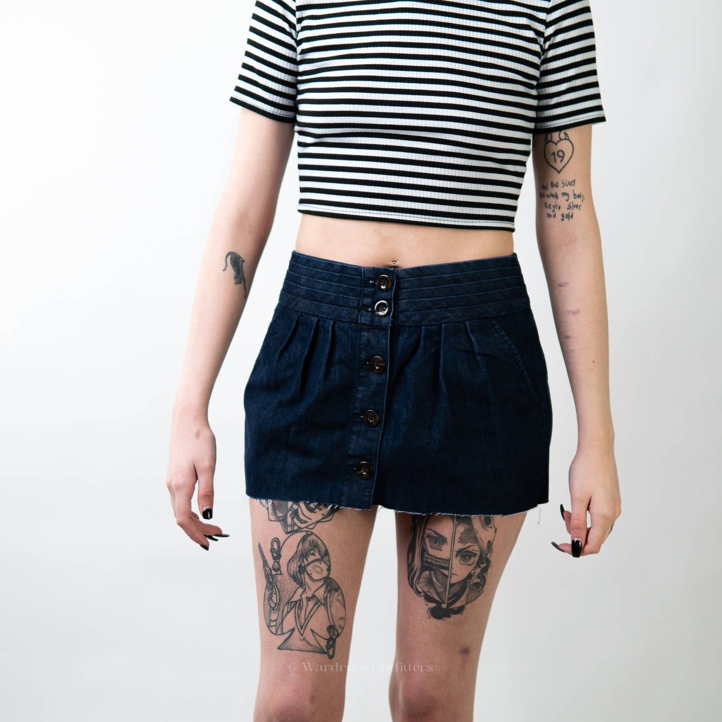 Anthro Pilcro and the Letterpress Raw Hem Denim Micro Mini Skirt