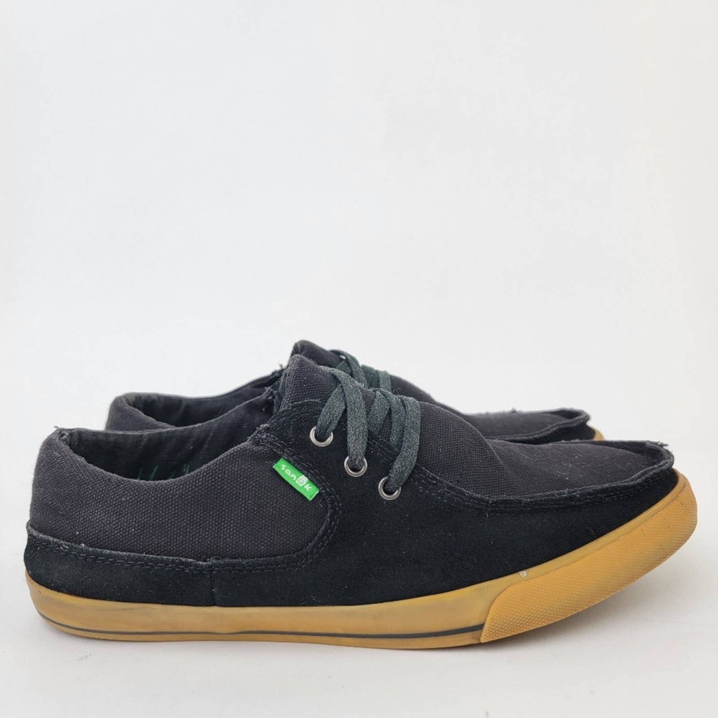 Sanuk The Sea Man NuNami Black Gum Lace Up Sneaker Loafers - 9