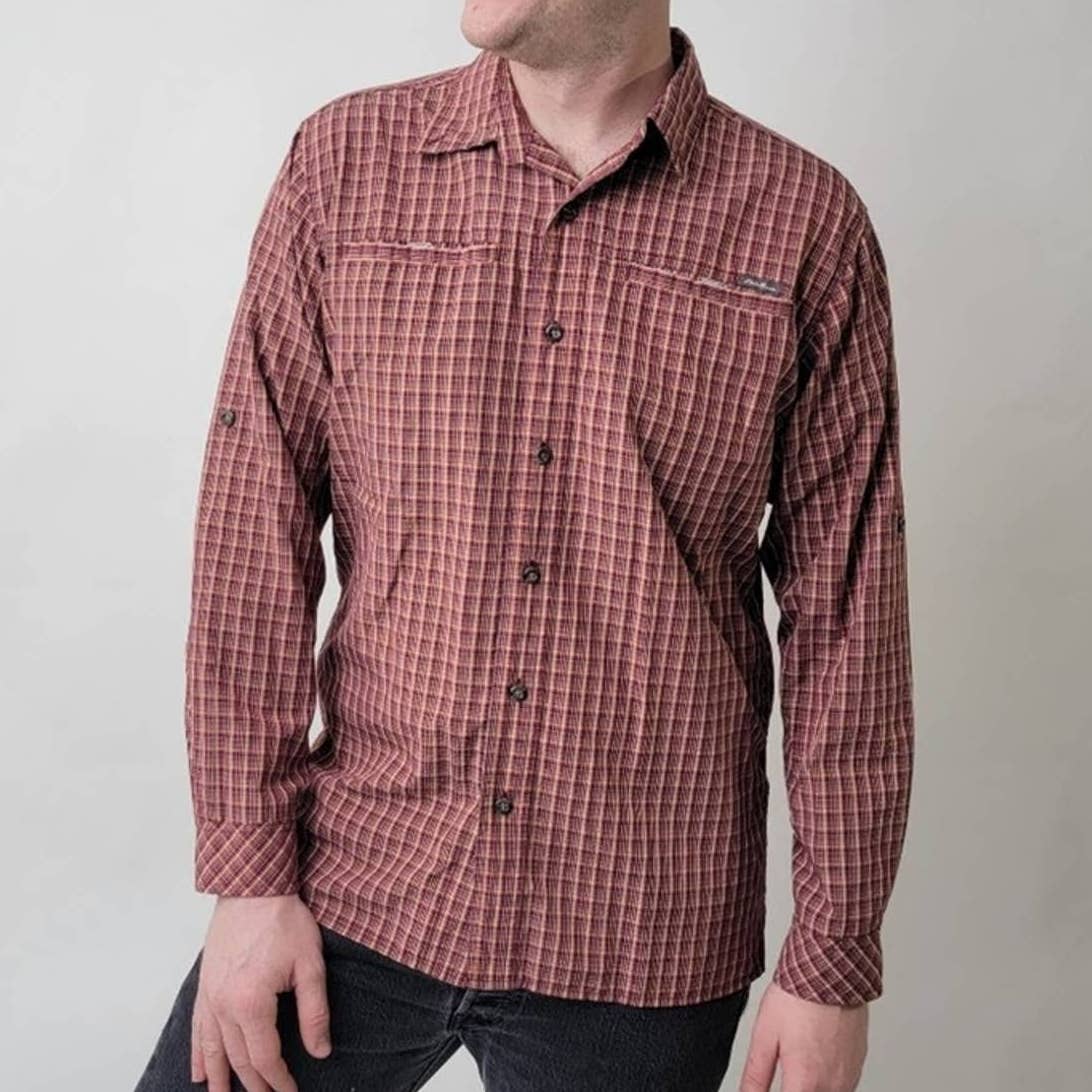 Eddie Bauer Lightweight Fishing Plaid Button Down - M