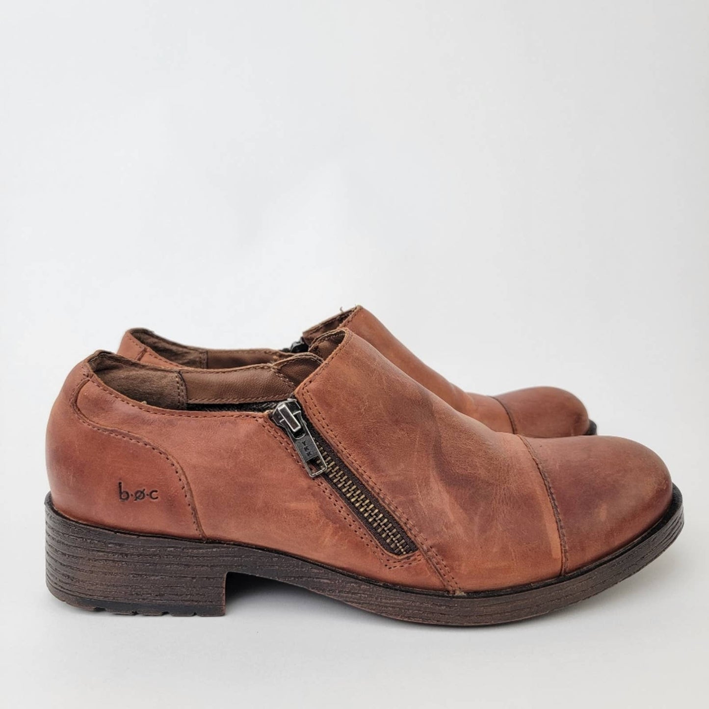 BOC Born Concept Brown Double Zipper Cap Toe Oxford Shoe - 9