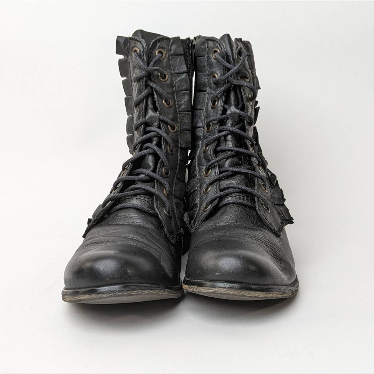 Betsey Johnson Lotso Black Moto Buckle Grunge Combat Boots - 7.5