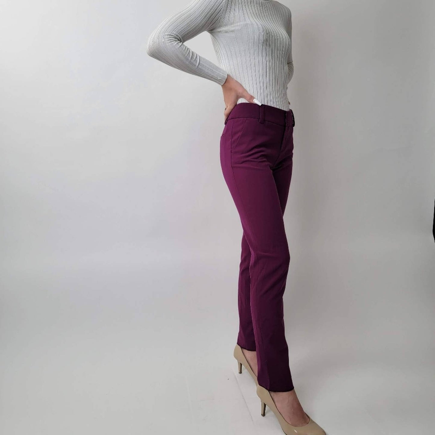 Alice + Olivia Burgundy Straight Slim Pants - 2