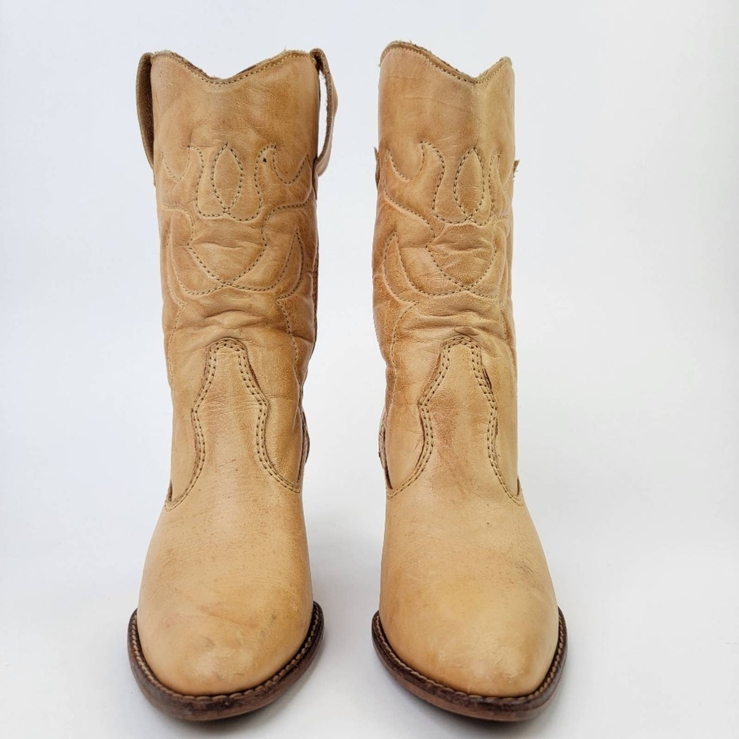 Vintage 70s Leather Western Cowboy Boots - 7