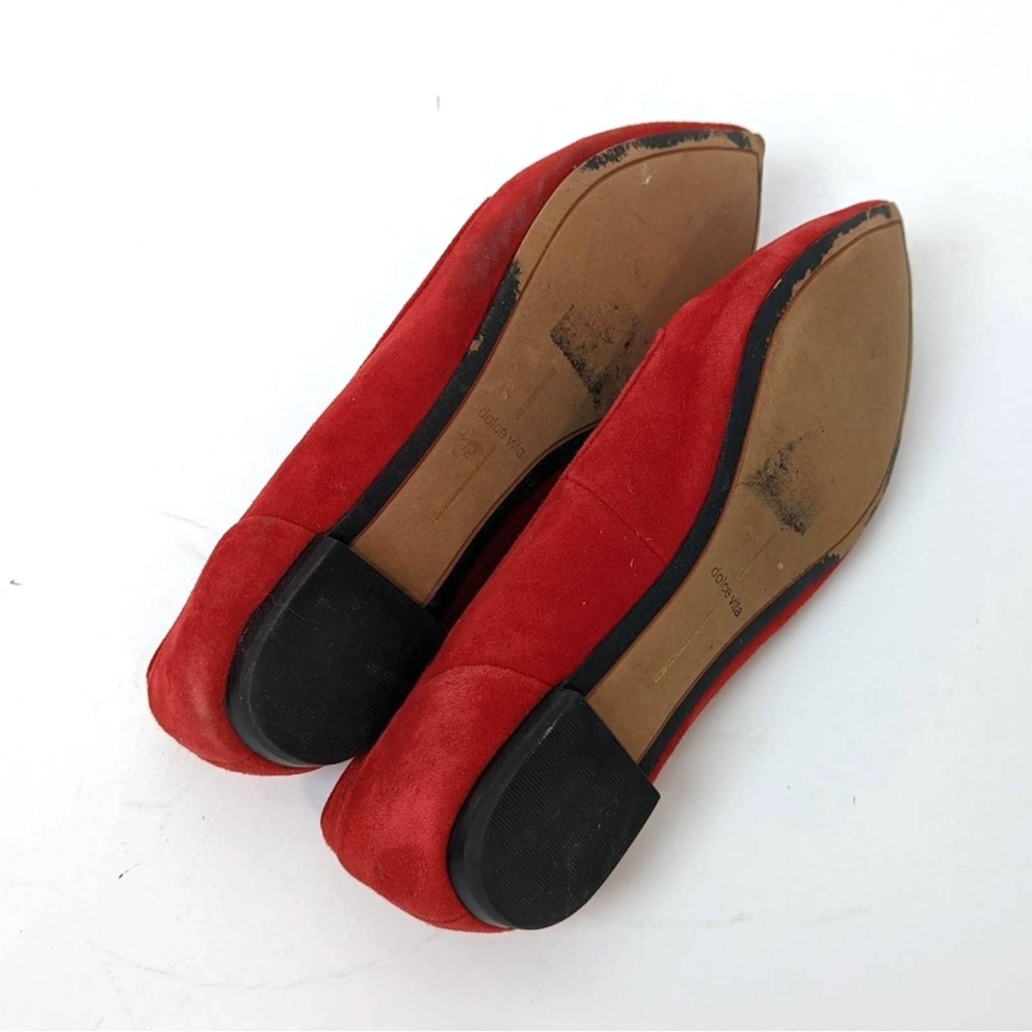 Dolce Vita Red Point Toe Sued Ballet Flats - 7