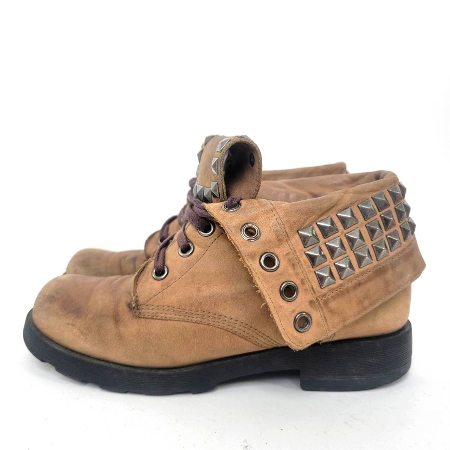 Studded Chunky Rivet Moto Boots - 6.5