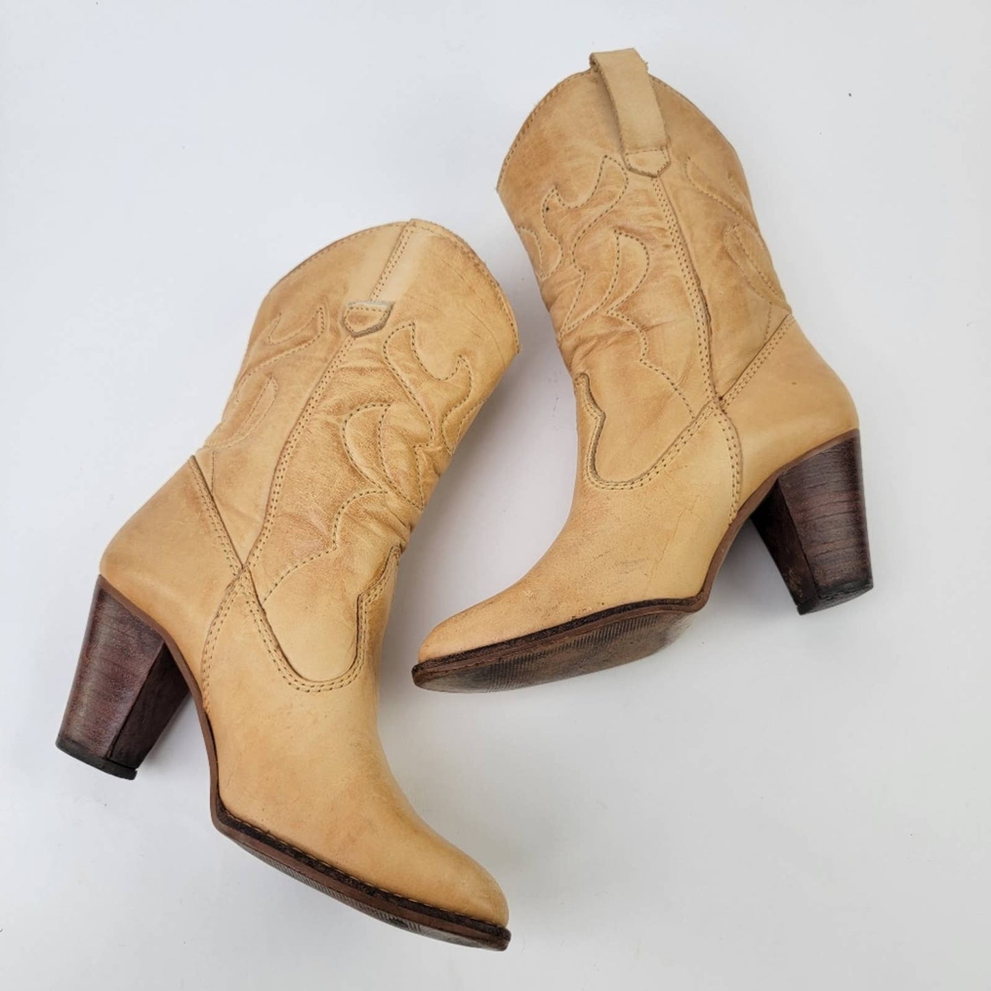 Vintage 70s Leather Western Cowboy Boots - 7