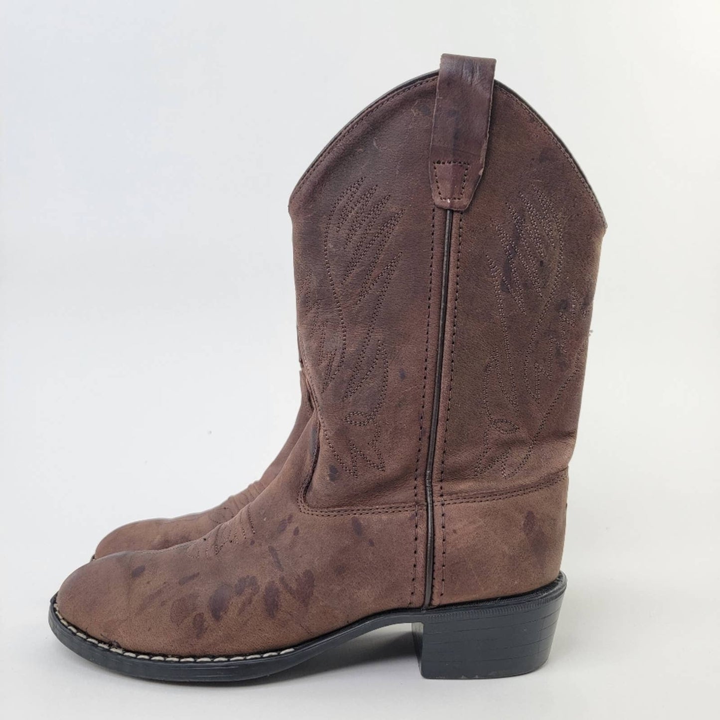 Old West Corona Leather Point Toe Cowboy Boots - 3 D