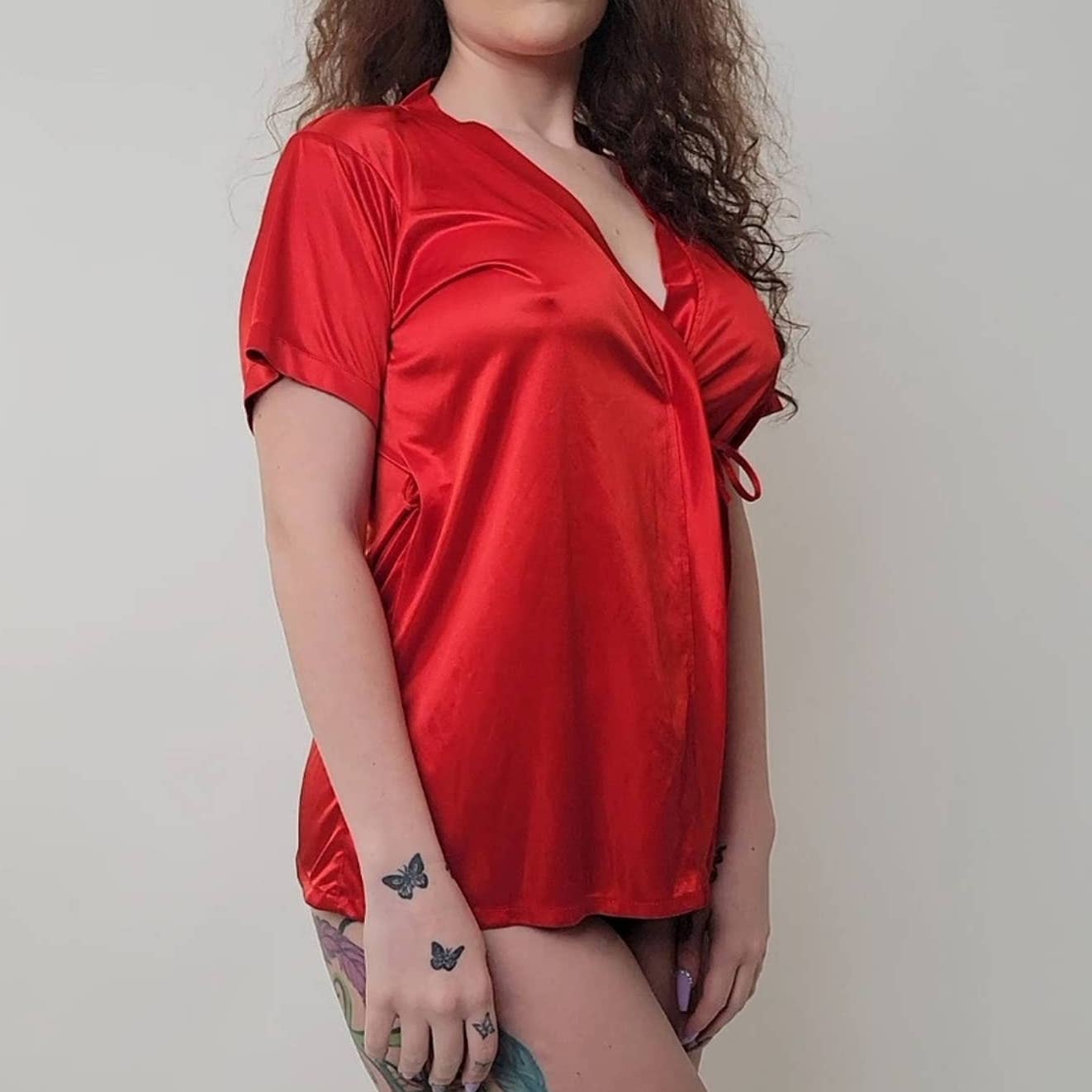Vintage y2k Silky Babydoll Top Sleep Shirt Pajama Nightie - S