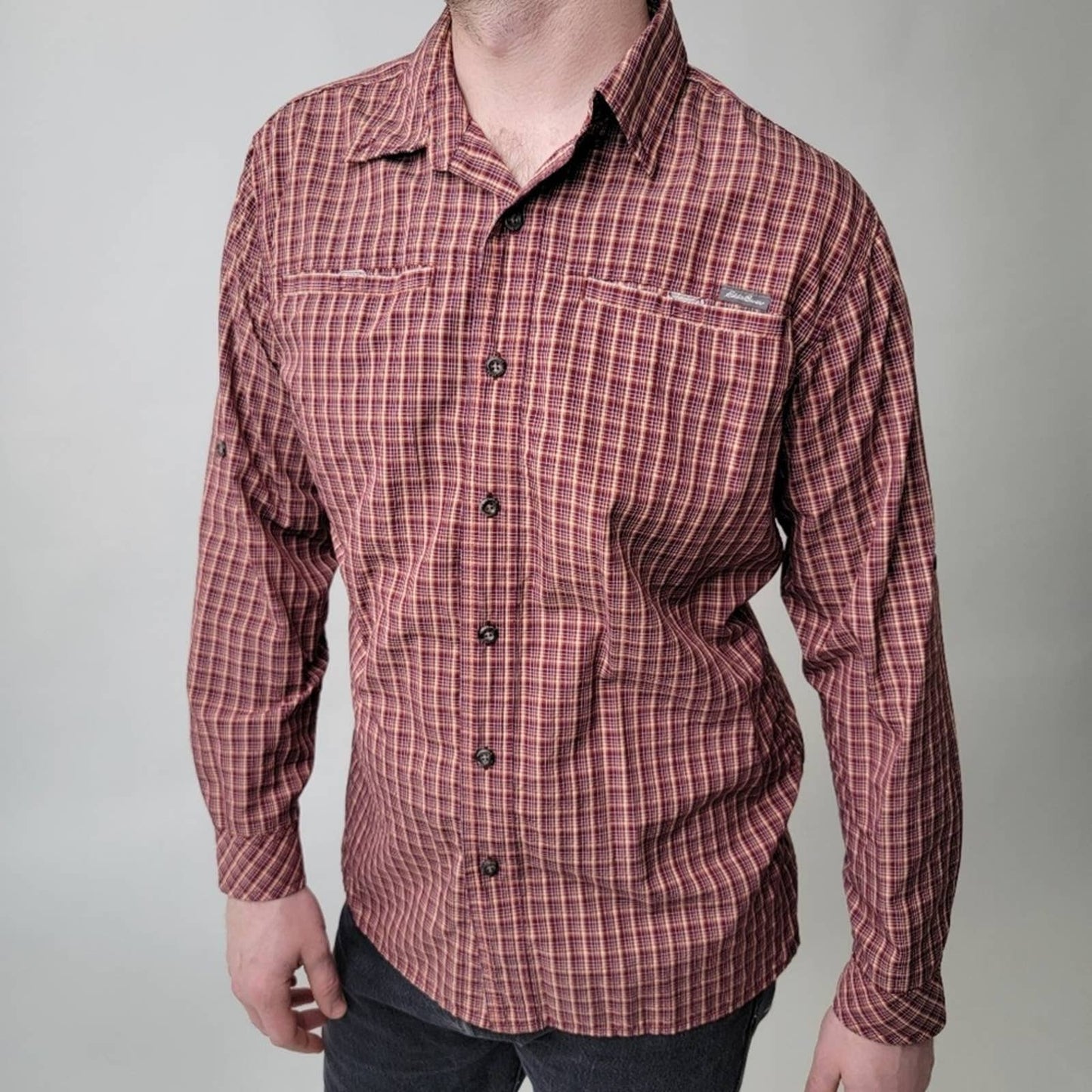 Eddie Bauer Lightweight Fishing Plaid Button Down - M