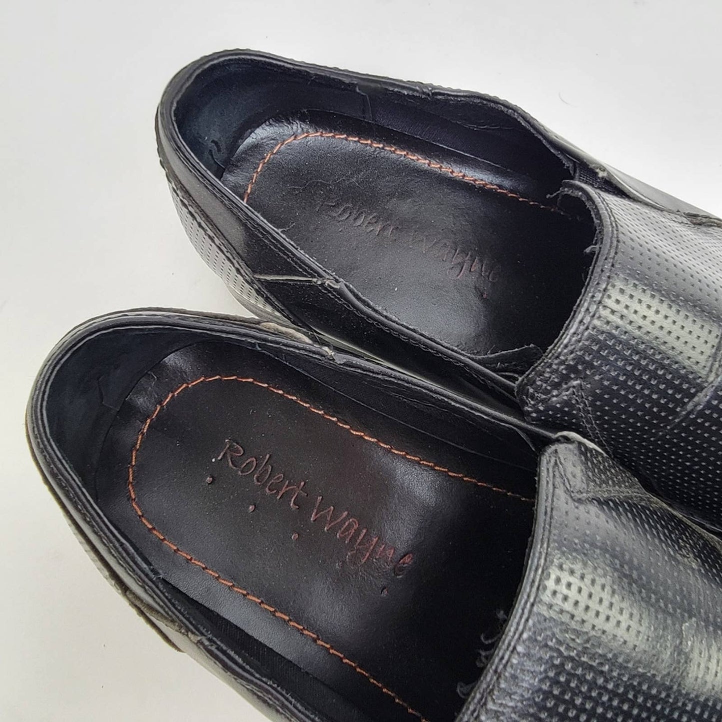 Robert Wayne Crash Snipped Square Toe Black Leather Loafers