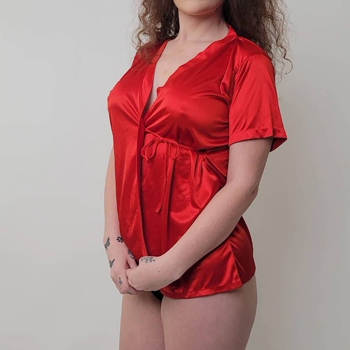 Vintage y2k Silky Babydoll Top Sleep Shirt Pajama Nightie - S