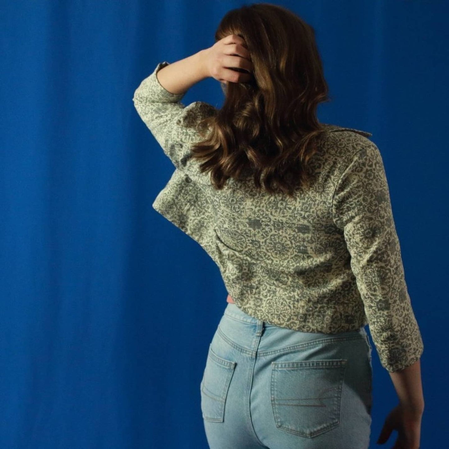 Theory Ecru Brocade Cropped Box Jacket - M