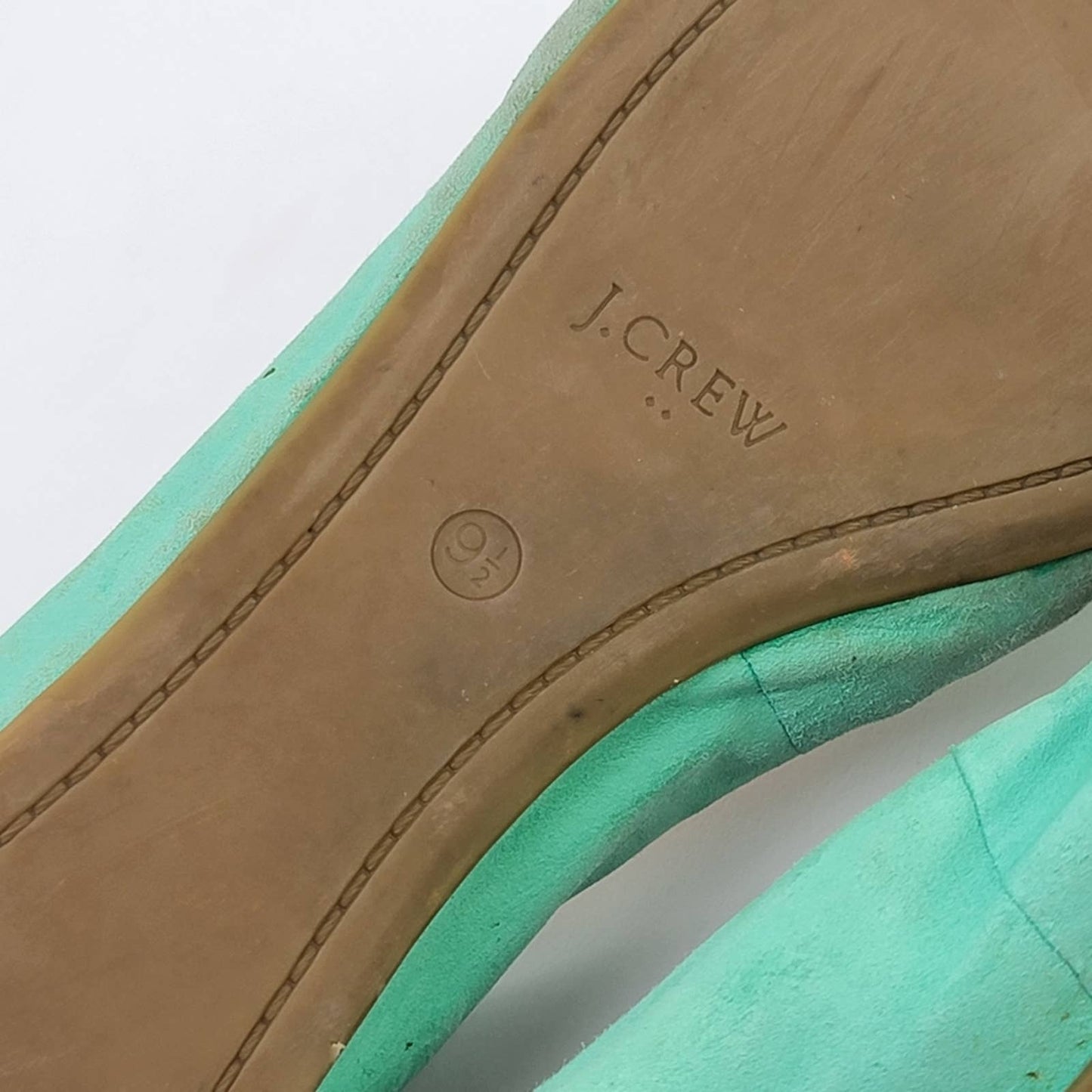 J. Crew Cece Green Suede Ballet Flats 9.5