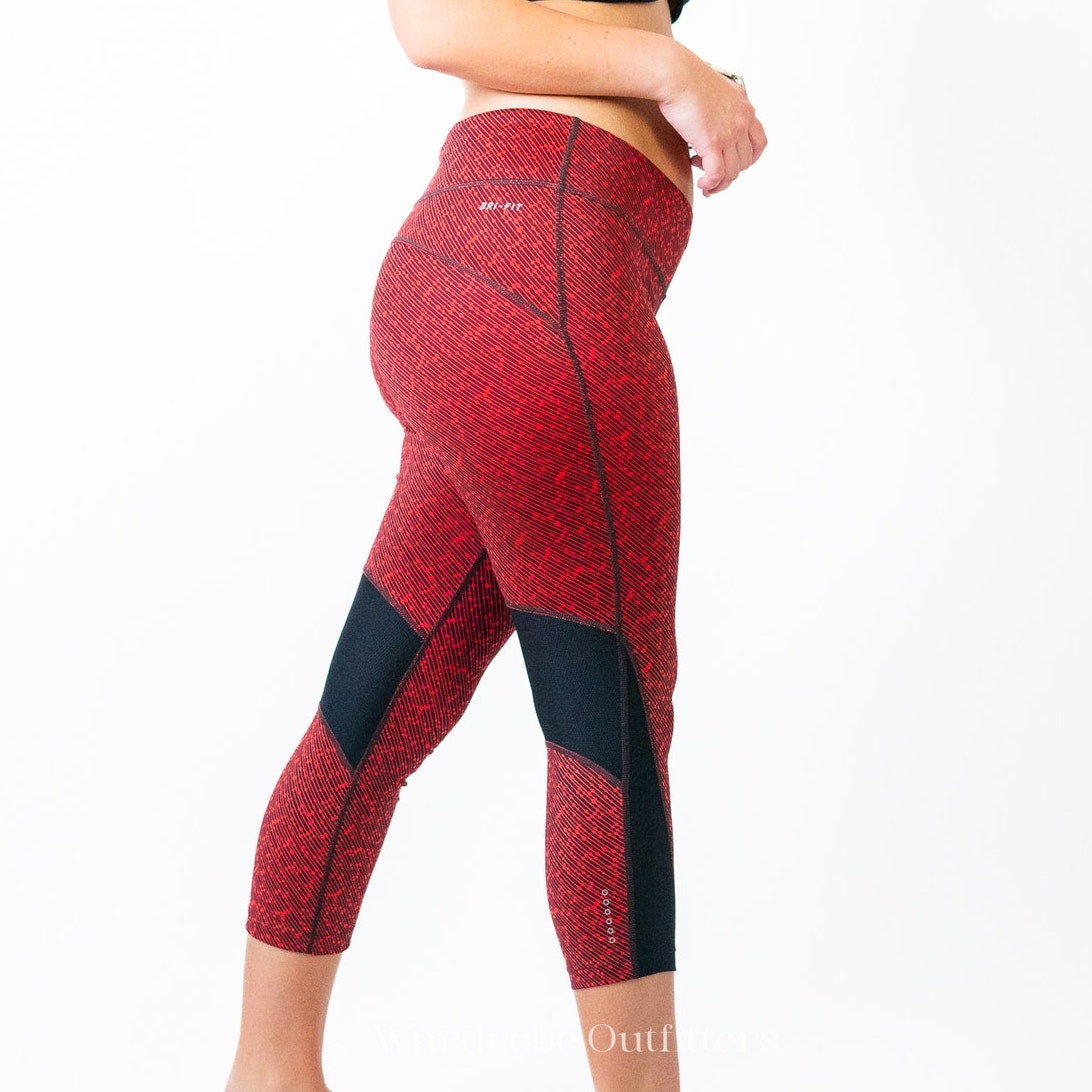 NIKE PRO Dri-Fit Red x Black Spandex Lycra Leggings