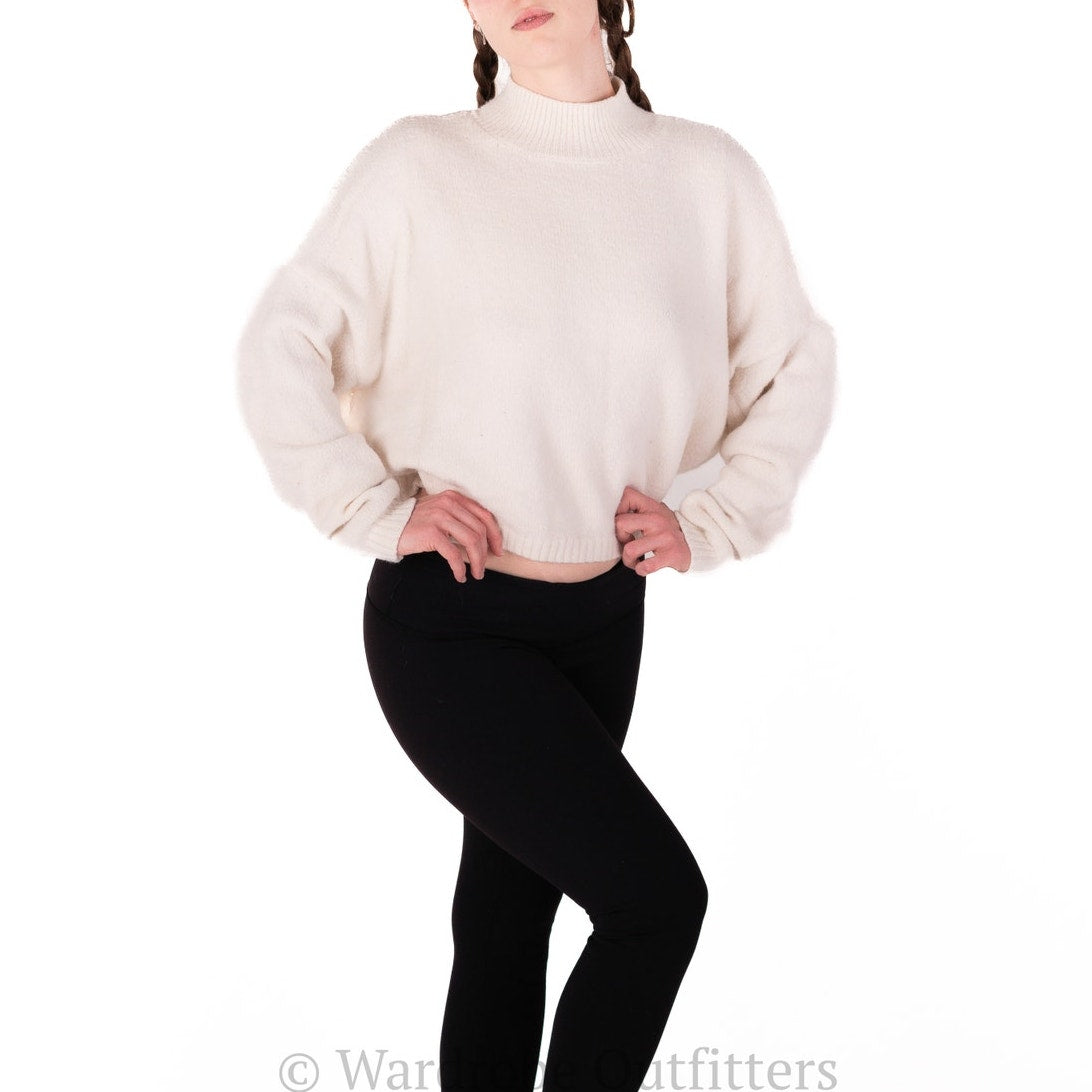 Cream White Plush Long Sleeve Sweater